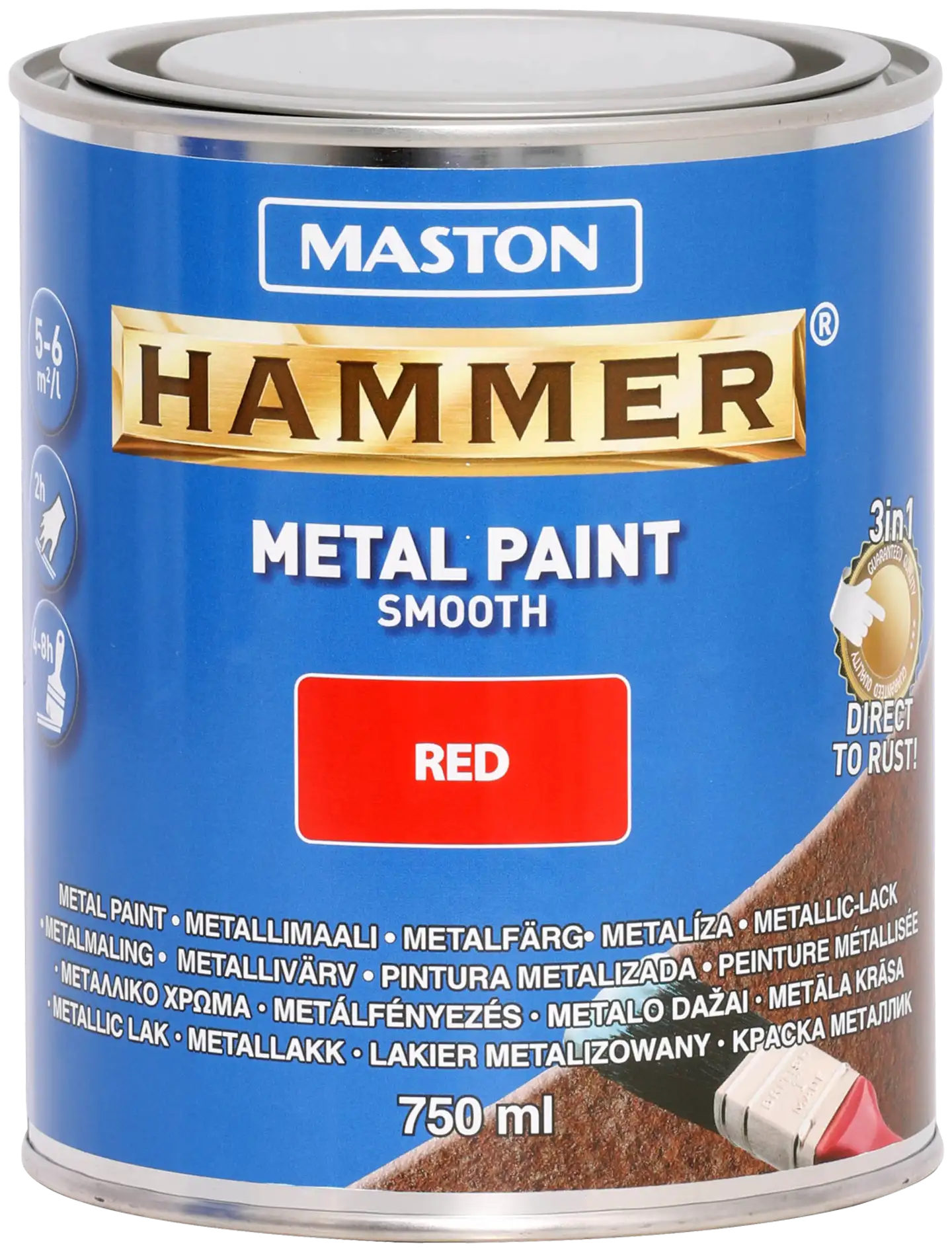 Maston metallimaali Hammer Sileä punainen 750 ml - 1