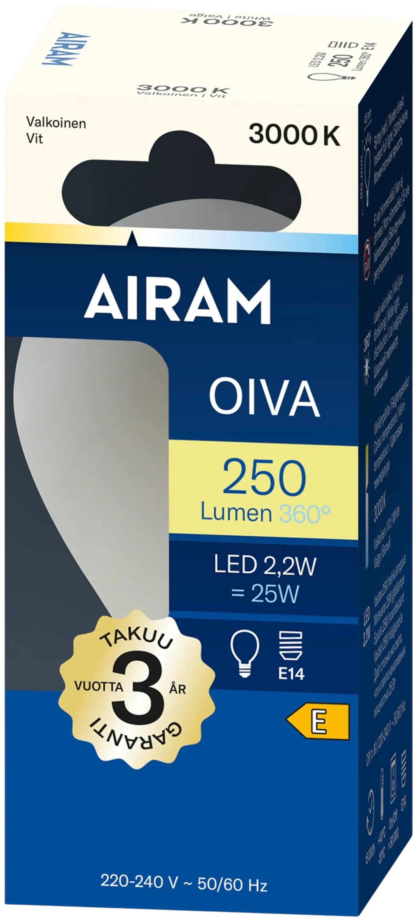 Airam LED P45 830 250lm E14 360 OIVA OP - 2