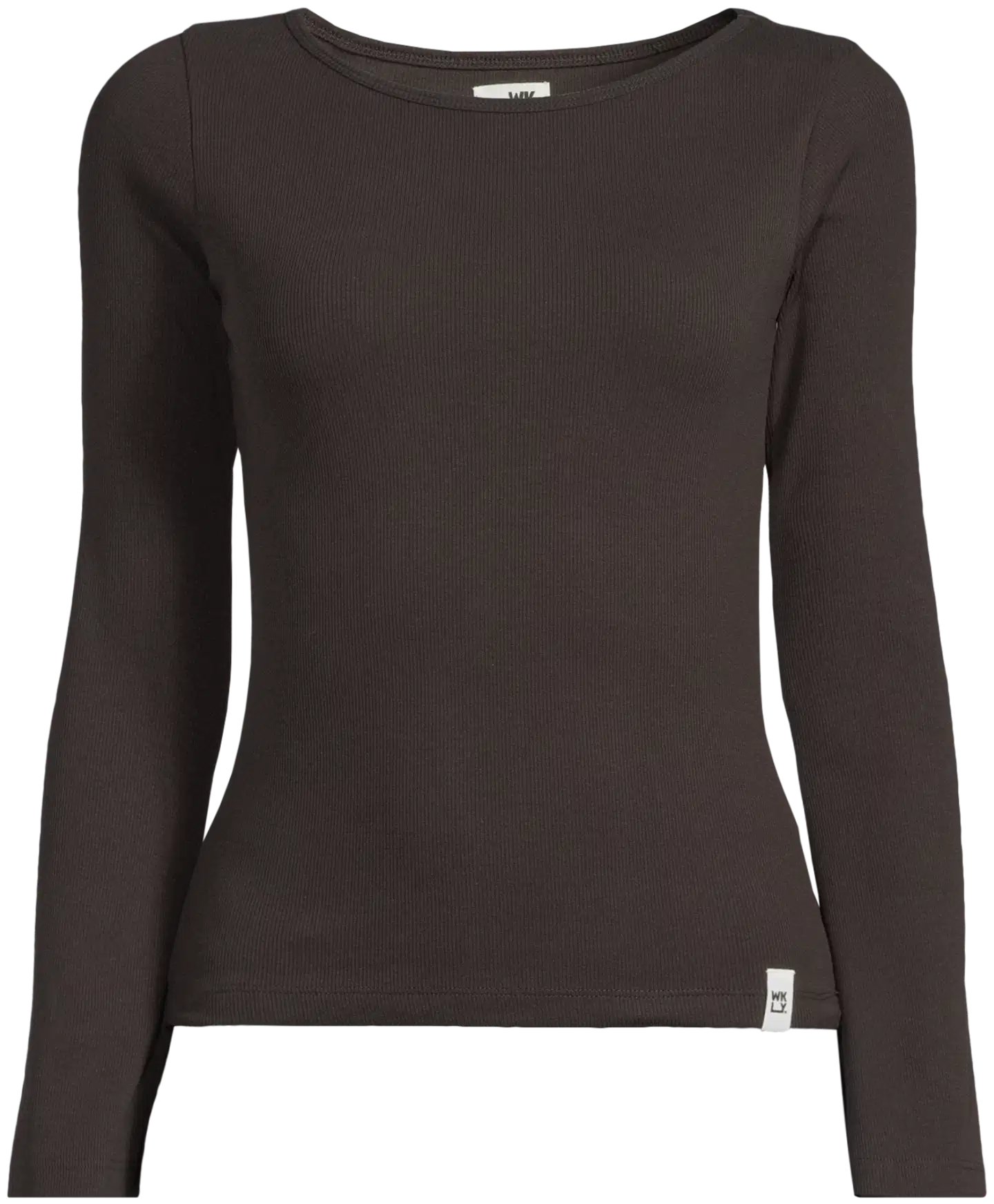 WKLY. naisten ribbipusero boatneck, levenevä hihansuu 213W312603 - Chocolate - 2