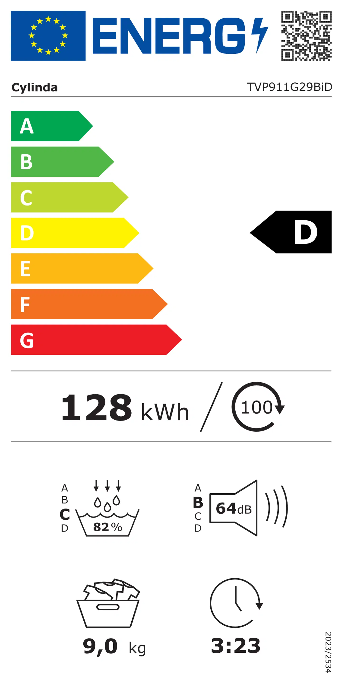 Cylinda kuivausrumpu TVP911G29BID, 9 kg, antrasiitti - 9