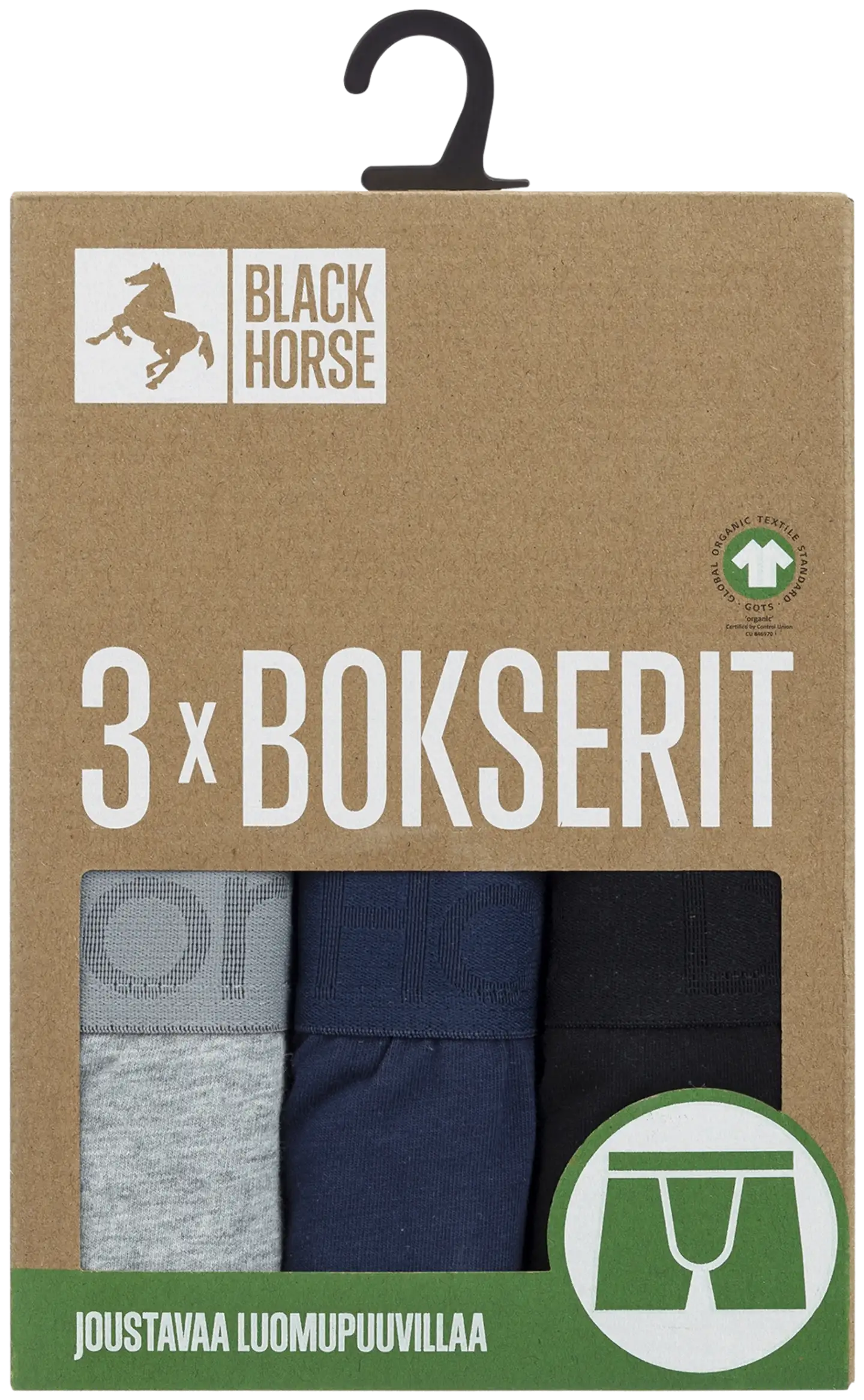 Black Horse miesten bokserit 3-pack I125 - Grey Mel-Navy-Black - 3