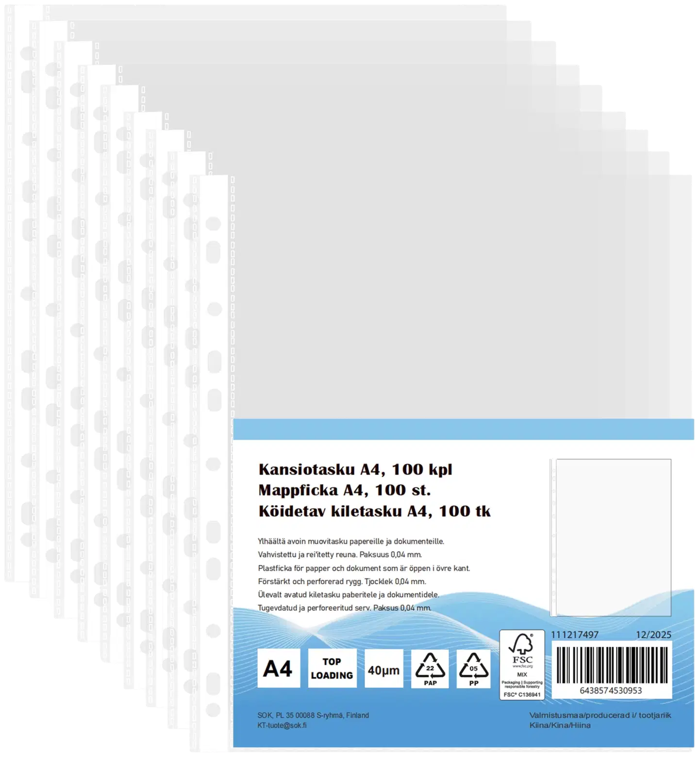 Kansiotasku A4 100 kpl - 1