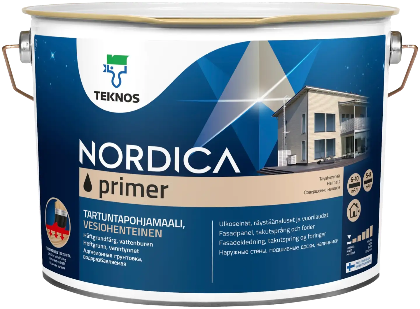 Teknos pohjamaali Nordica Primer 9 l PM1 valkoinen sävytettävissä täyshimmeä