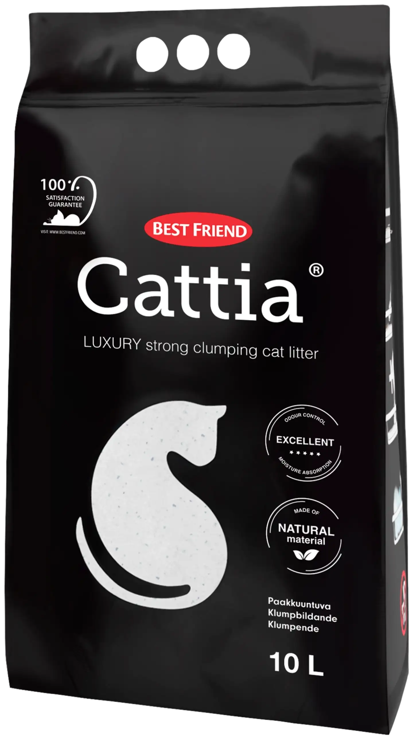 Best Friend Cattia Paakkuuntuva valkoinen kissanhiekka 10l