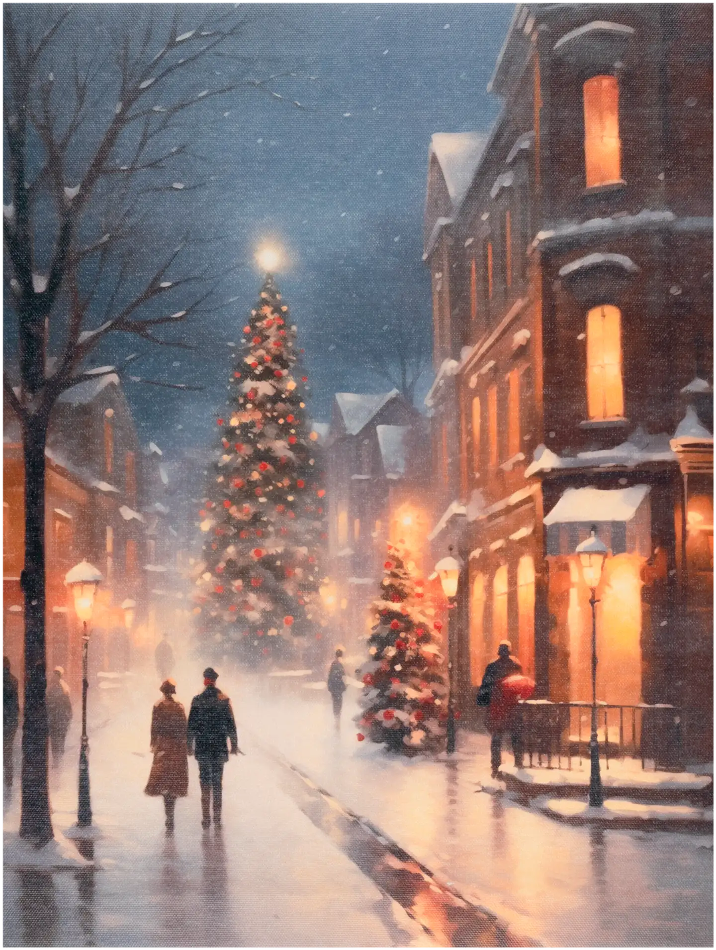 Taulu Joulukaupunki LED-valoilla 30x40 cm - 1