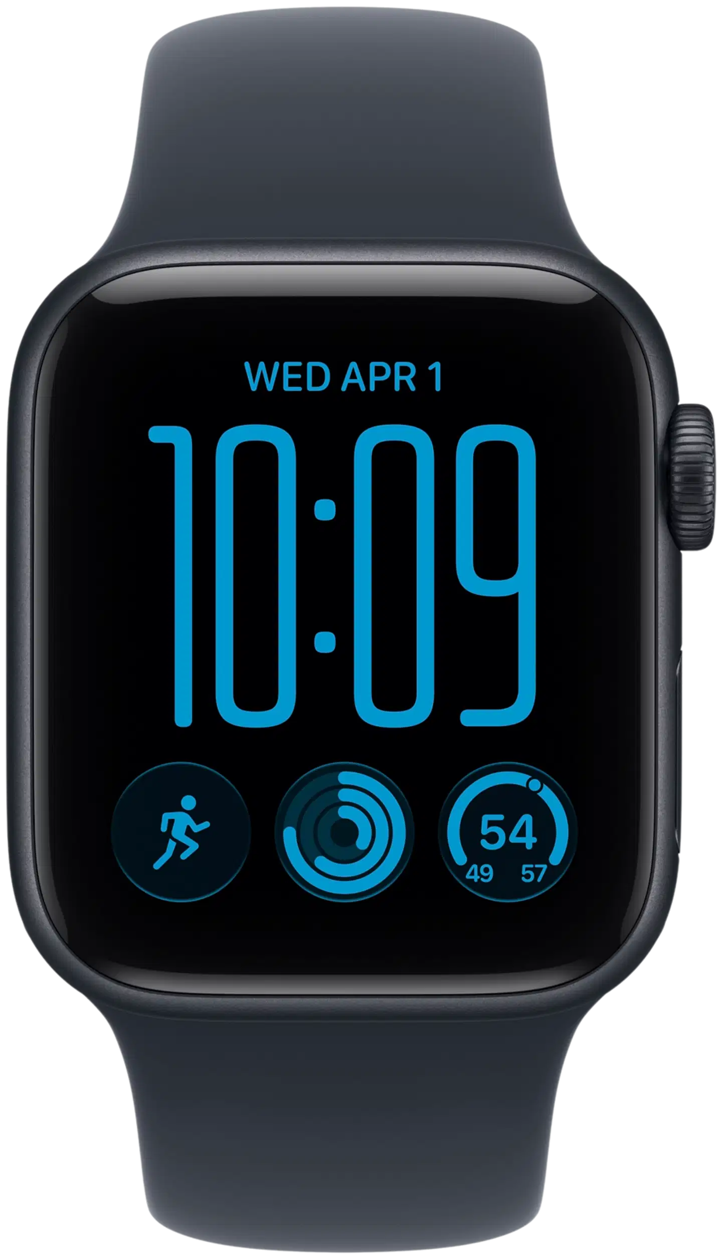 Apple Watch SE 3 GPS 40 mm:n keskiyön värinen alumiinikuori ja laivastonsininen urheiluranneke - S/M - MJKY4QN/A - 1