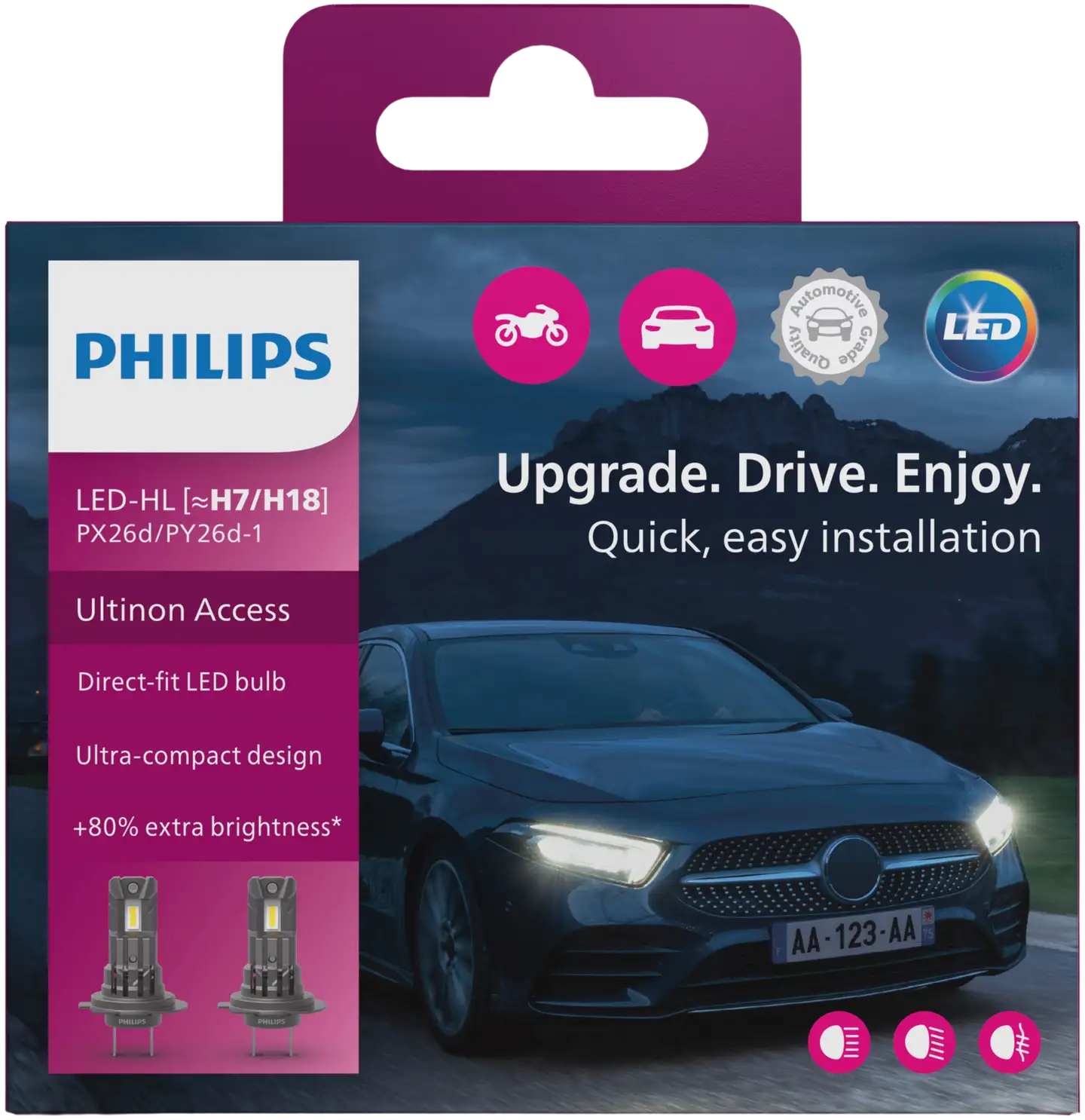 Philips polttimo Ultinon Access LED H7/H18, 2 kpl - 2