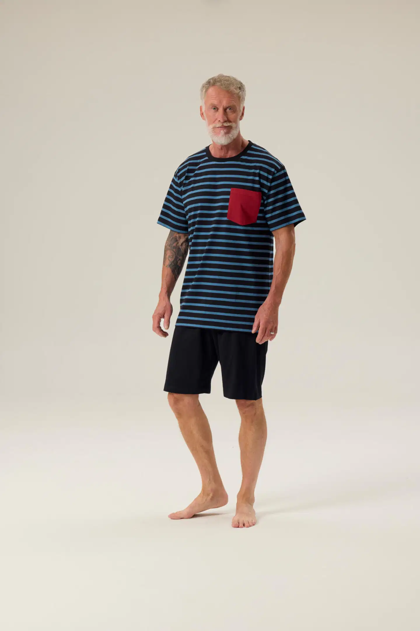 RATIA miesten shortsipyjama - musta/turkoosi - 3