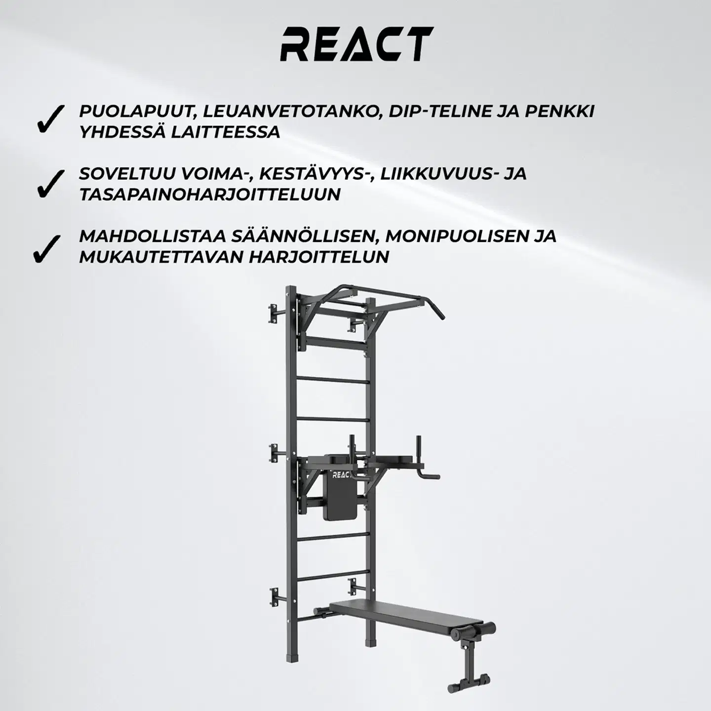 React Puolapuut/kuntotorni Metallinen Musta - 7
