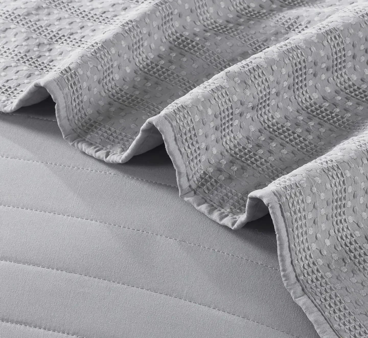 Home & Main päiväpeitto WaffleJacq 160x260 cm vaaleanharmaa - 3