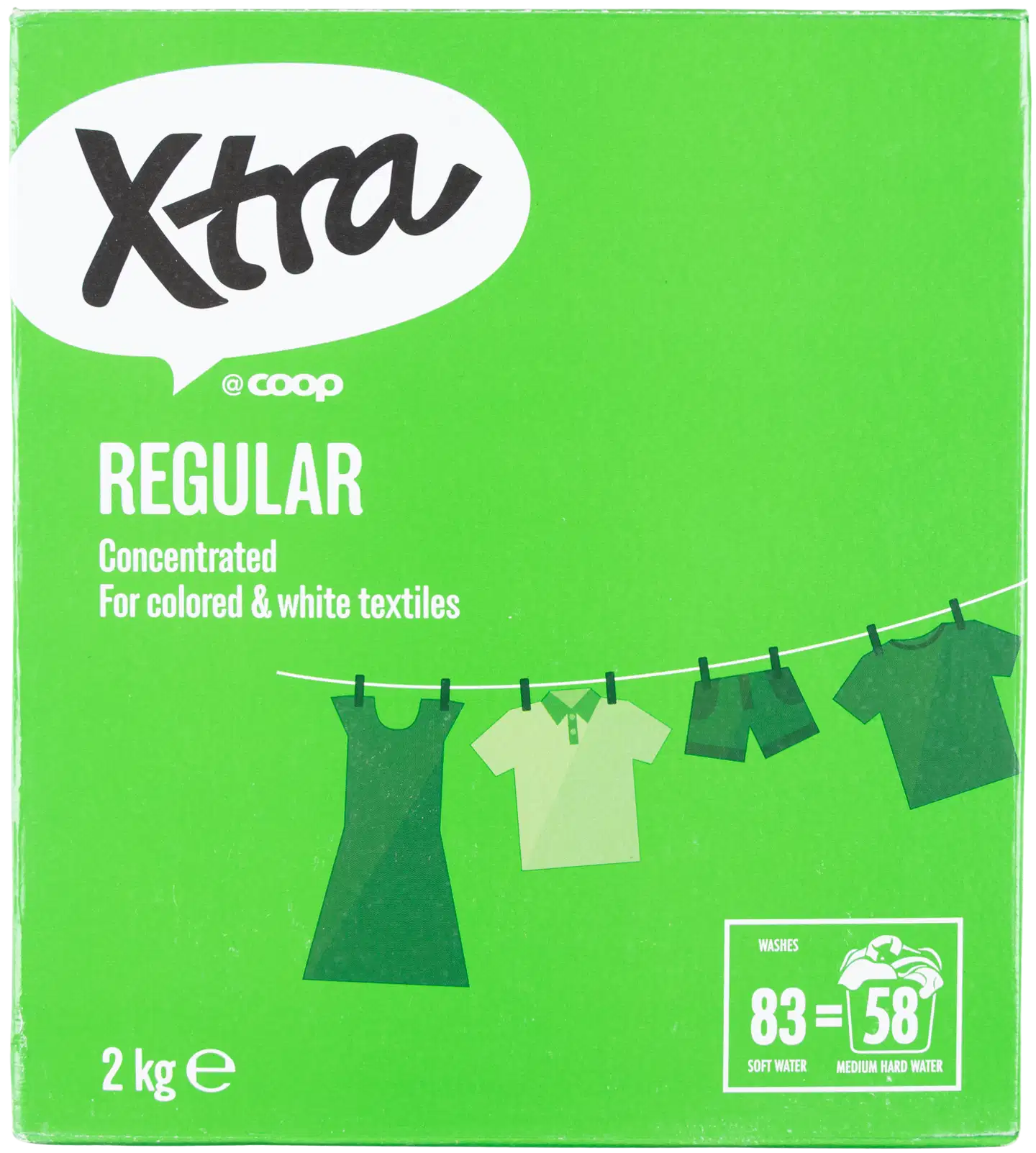 Xtra Regular pyykinpesujauhe 2 kg kirjo- ja valkopyykille