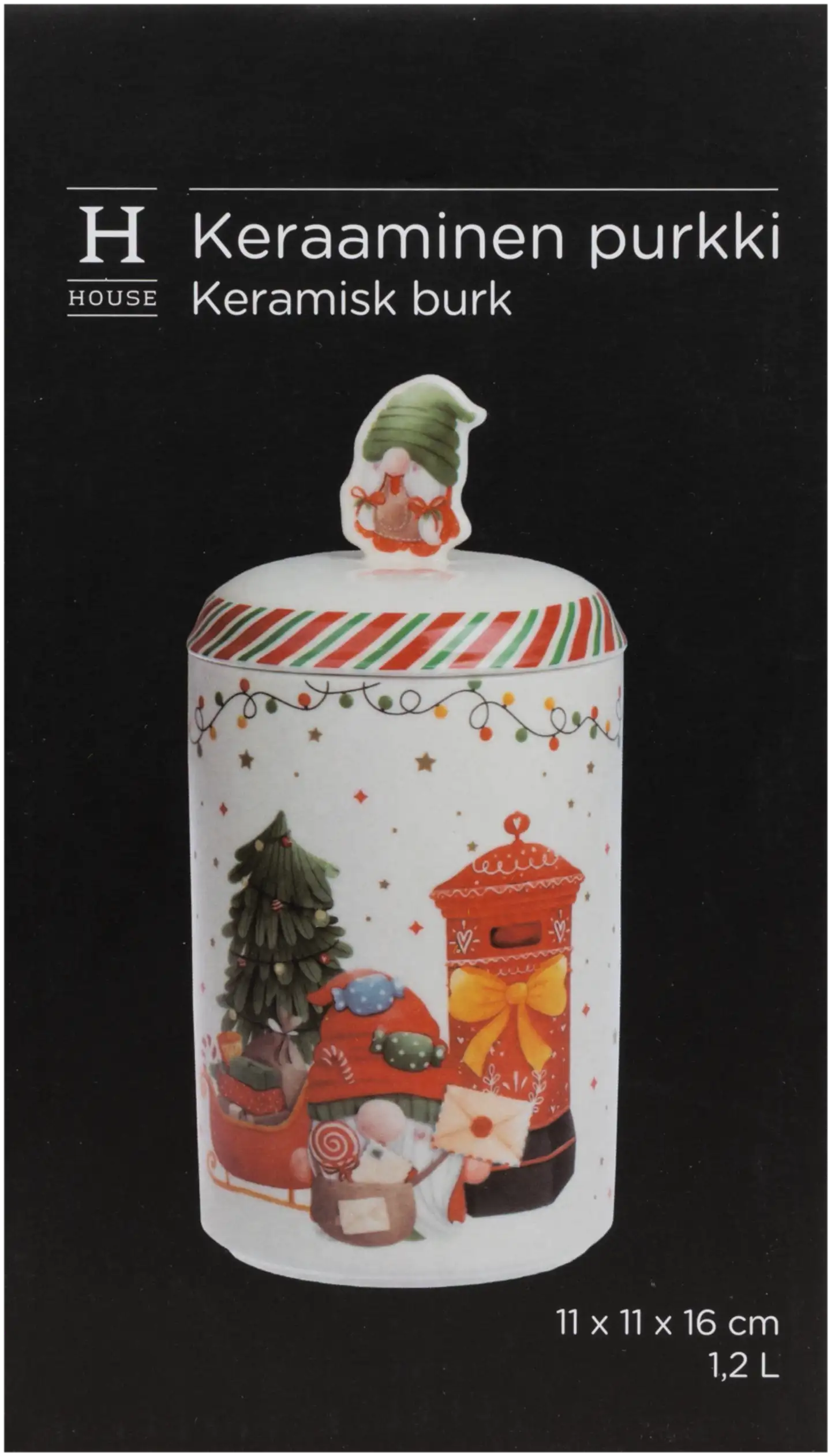 House keraaminen purkki Postitonttu 11x11x16 cm - 2
