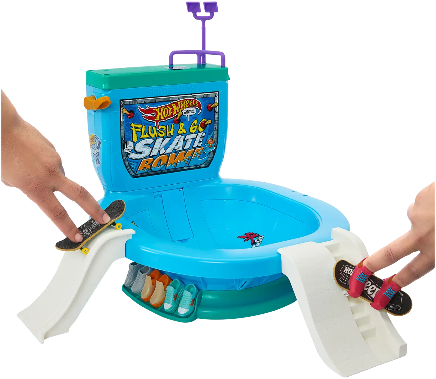 Hot Wheels Skate Flush & Go Skate Bowl -sormiskeittileikkisetti - 4