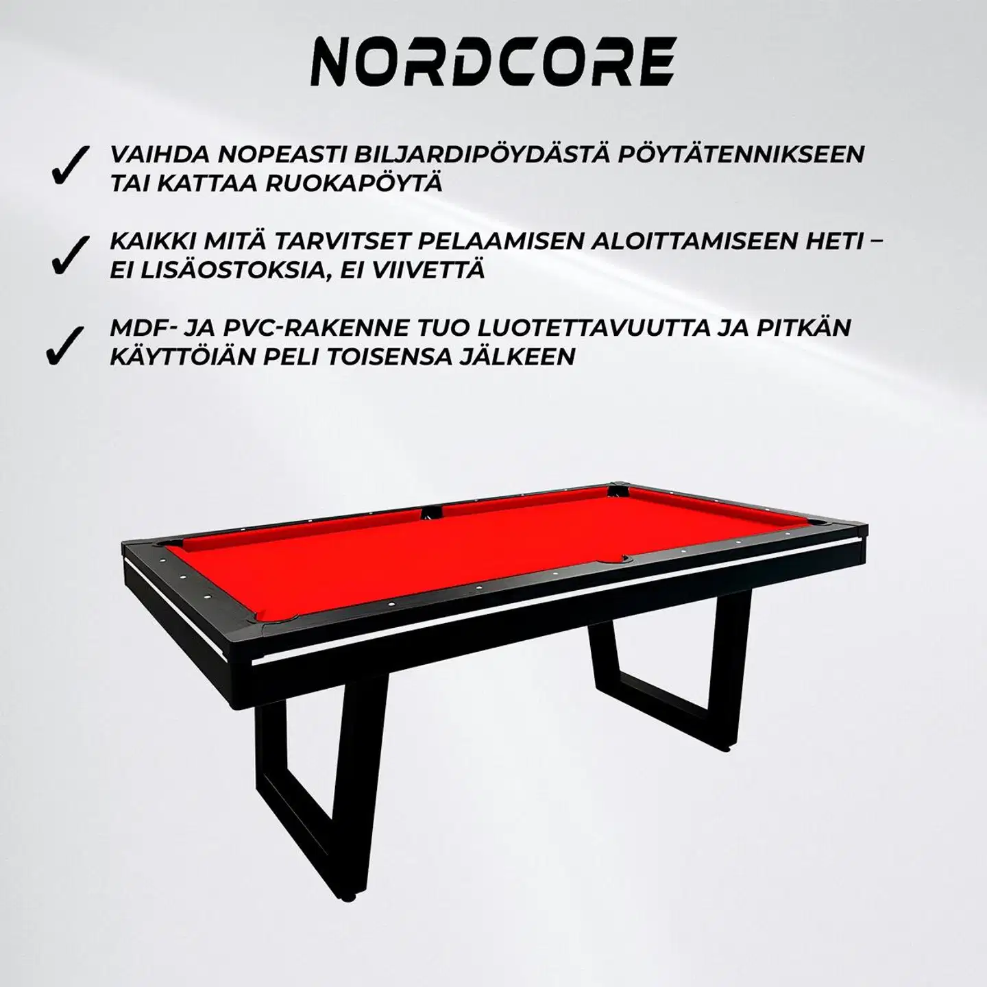Nordcore 3-in-1 biljardipöytä 6` - 3
