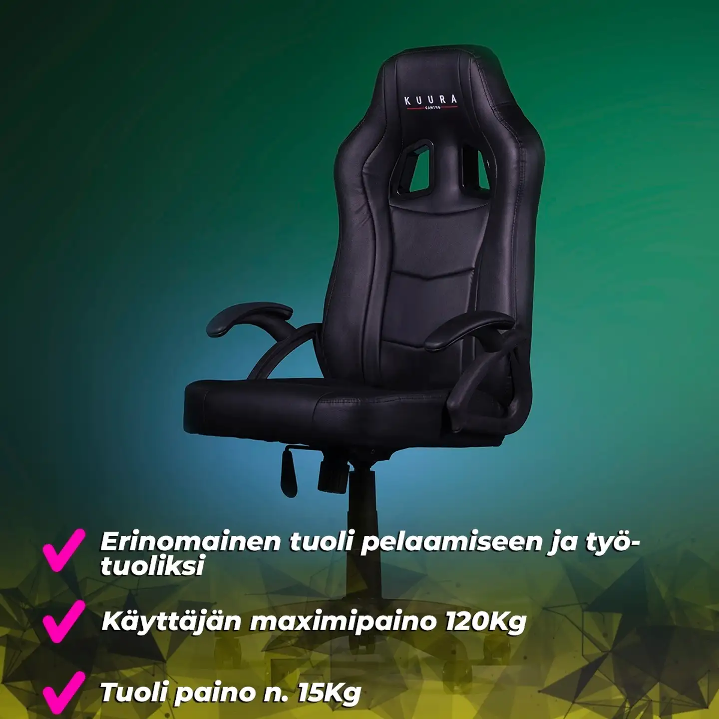 Kuura Gaming pelituoli Gamer musta - 5