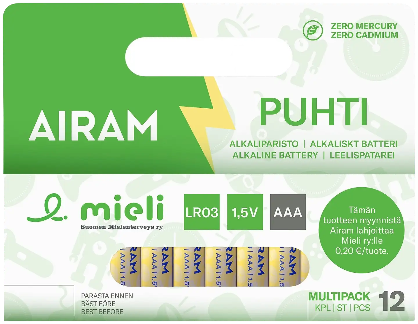 Airam Mielinauha Puhti-paristo LR03 AAA 12krt