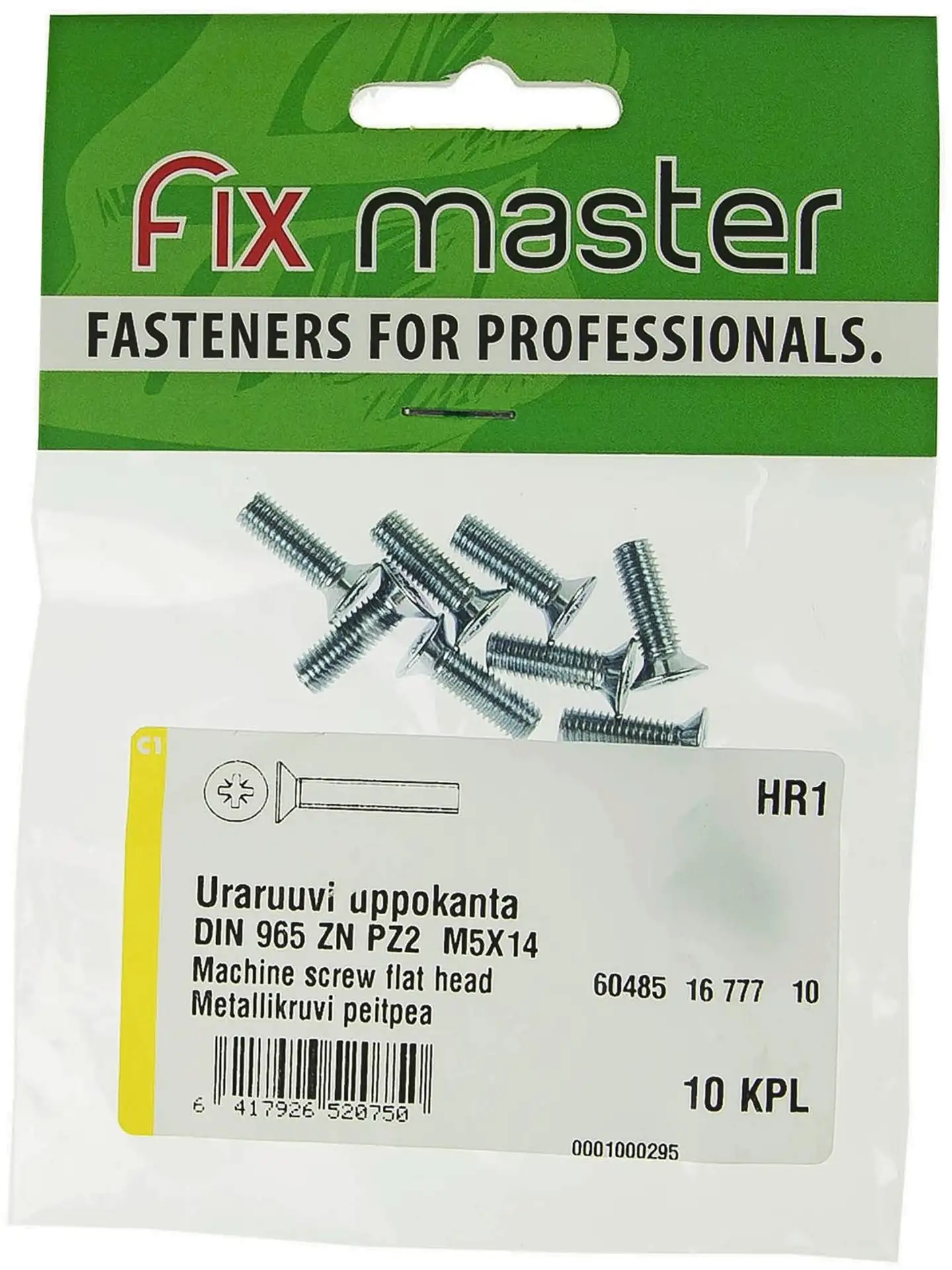 Fix Master uraruuvi uppokanta PZ2 M5X16 sinkitty 10kpl