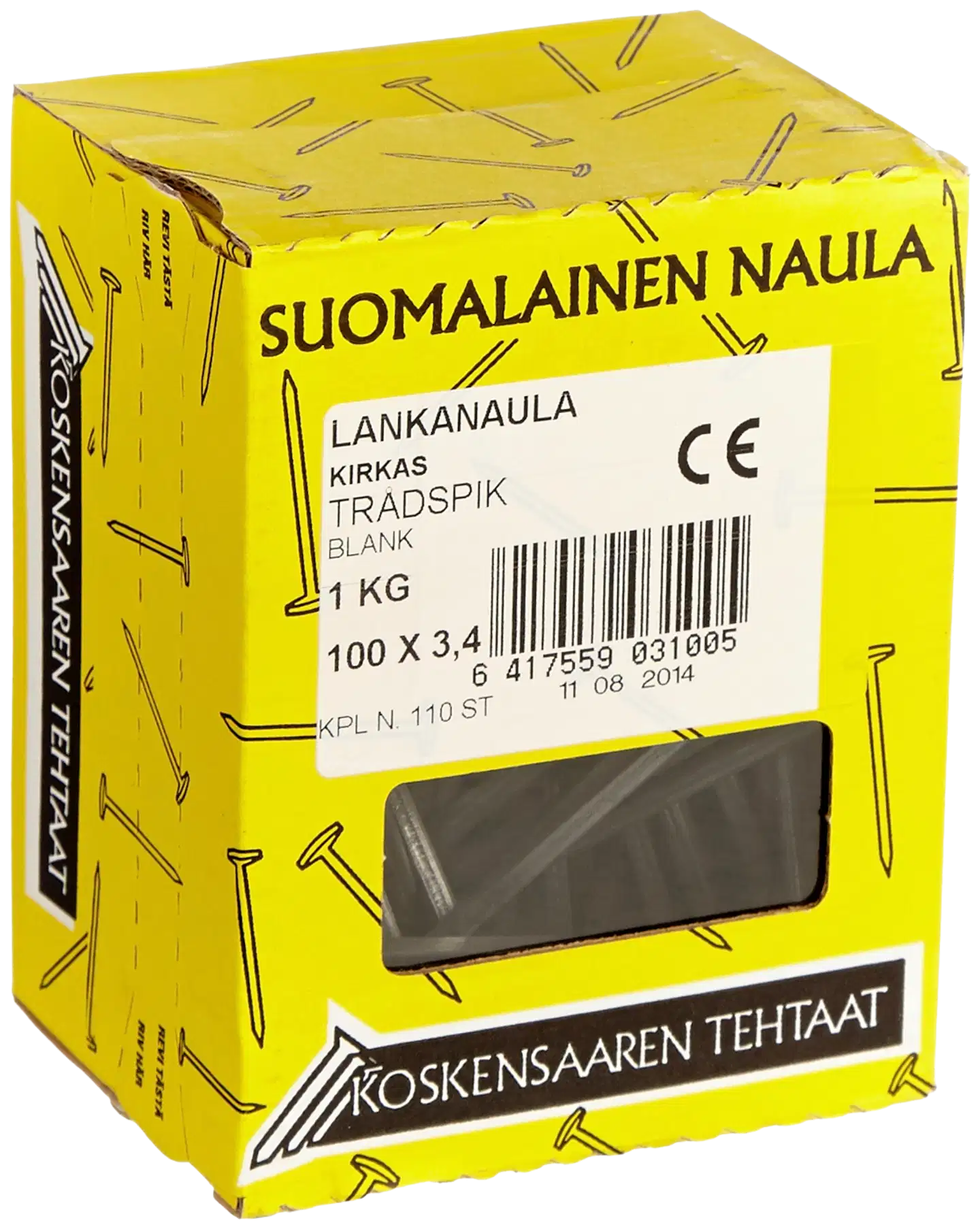 Koskensaaren Tehtaat Lankanaula kirkas 1kg 100x3,4mm - 1