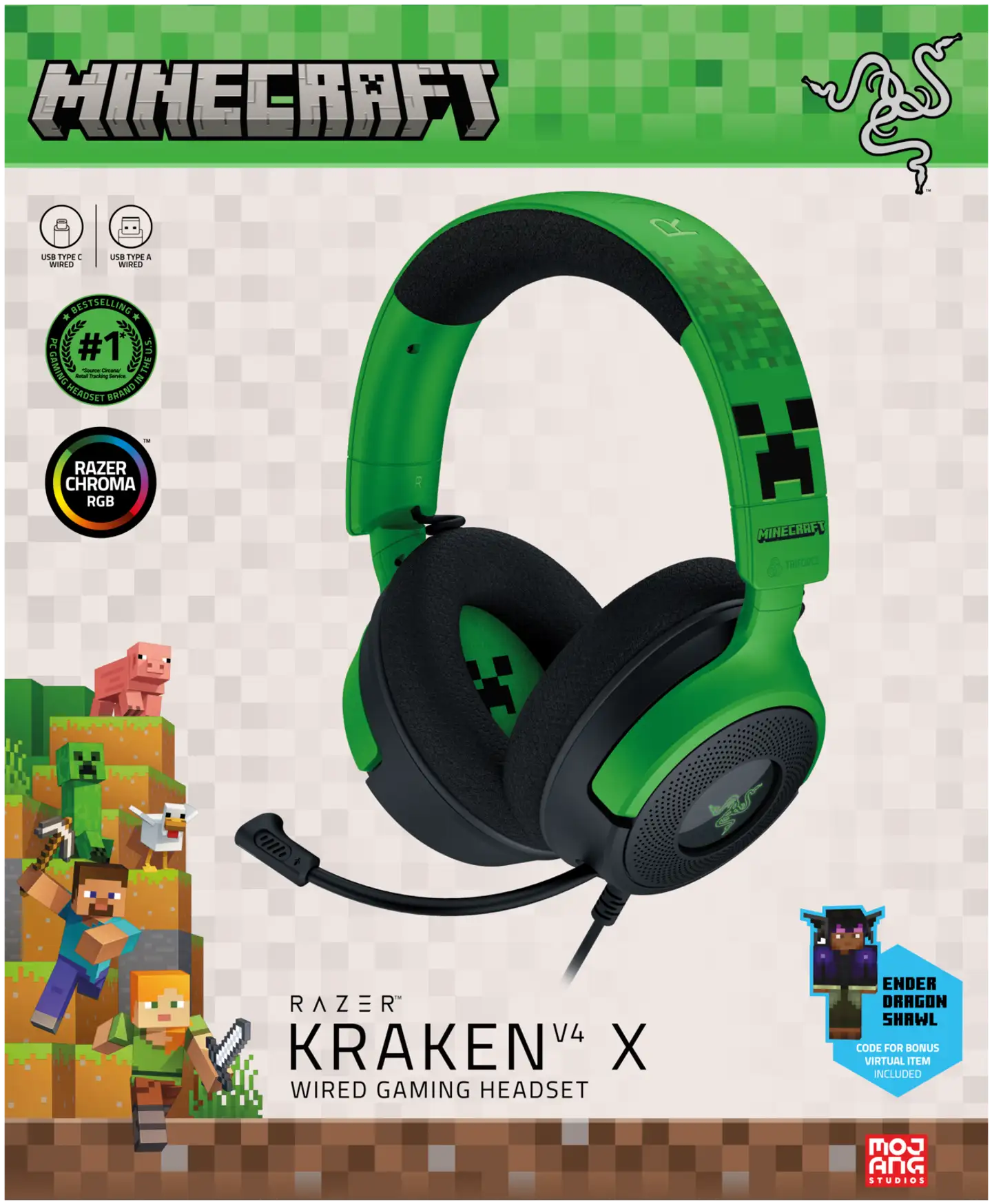 Razer Kraken V4 X kuulokkeet Minecraft Edition - 7