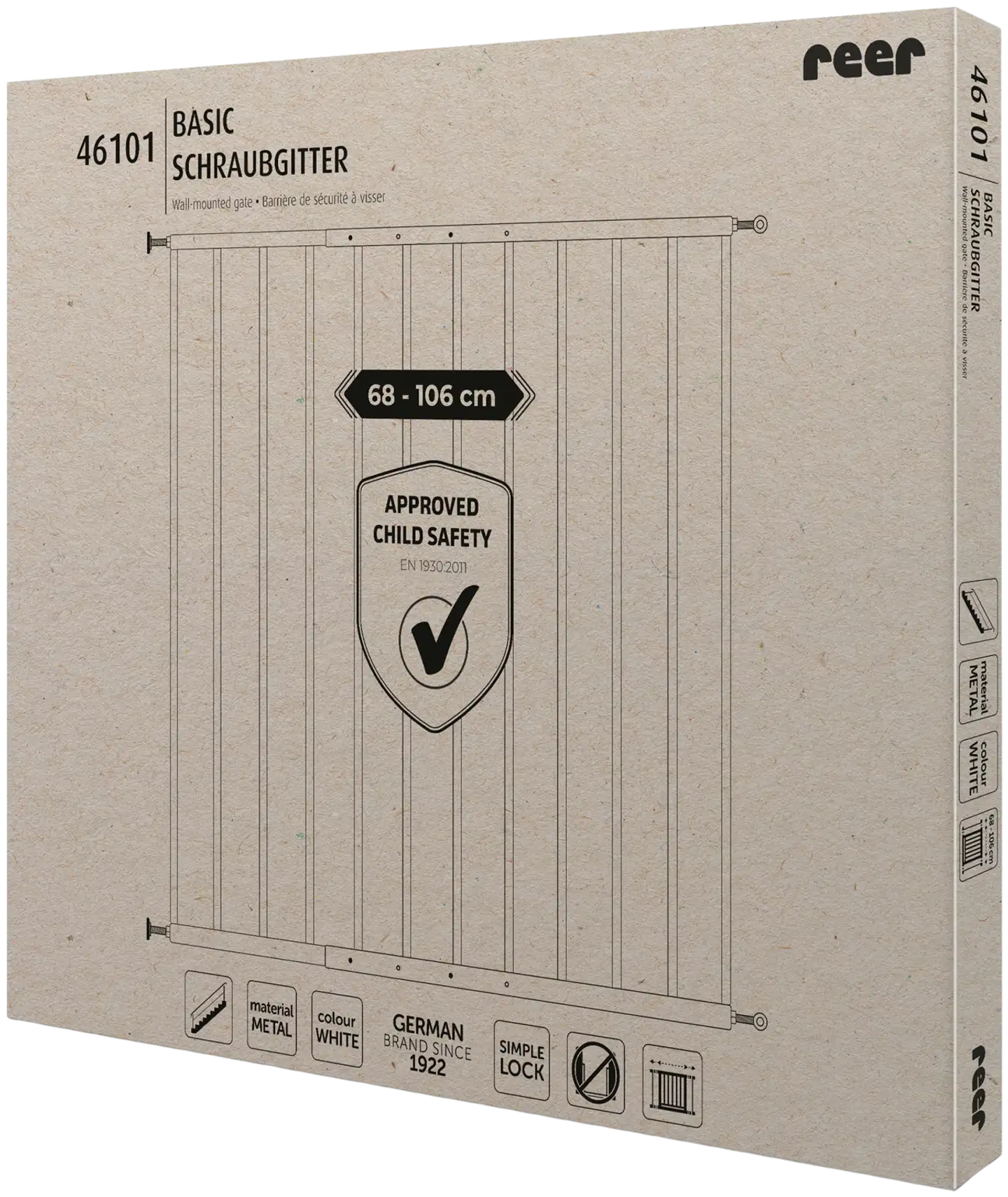 Reer turvaportti esteetön, metallinen valkoinen, 68-106cm - 3