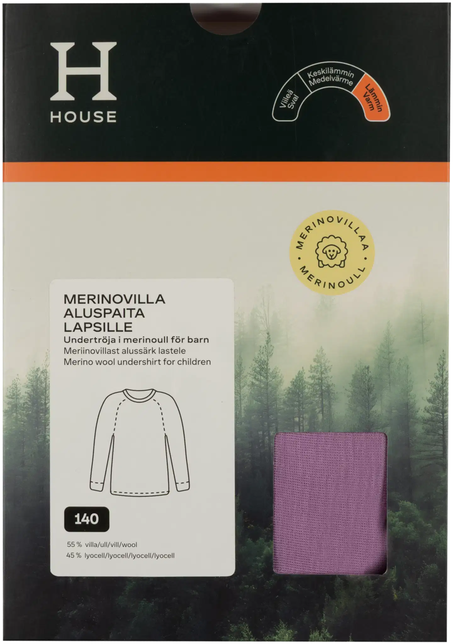 House lasten aluskerraston paita merinovilla-lyocellsekoitetta 230H332695 - 16-3110tcx smoky grape - 3
