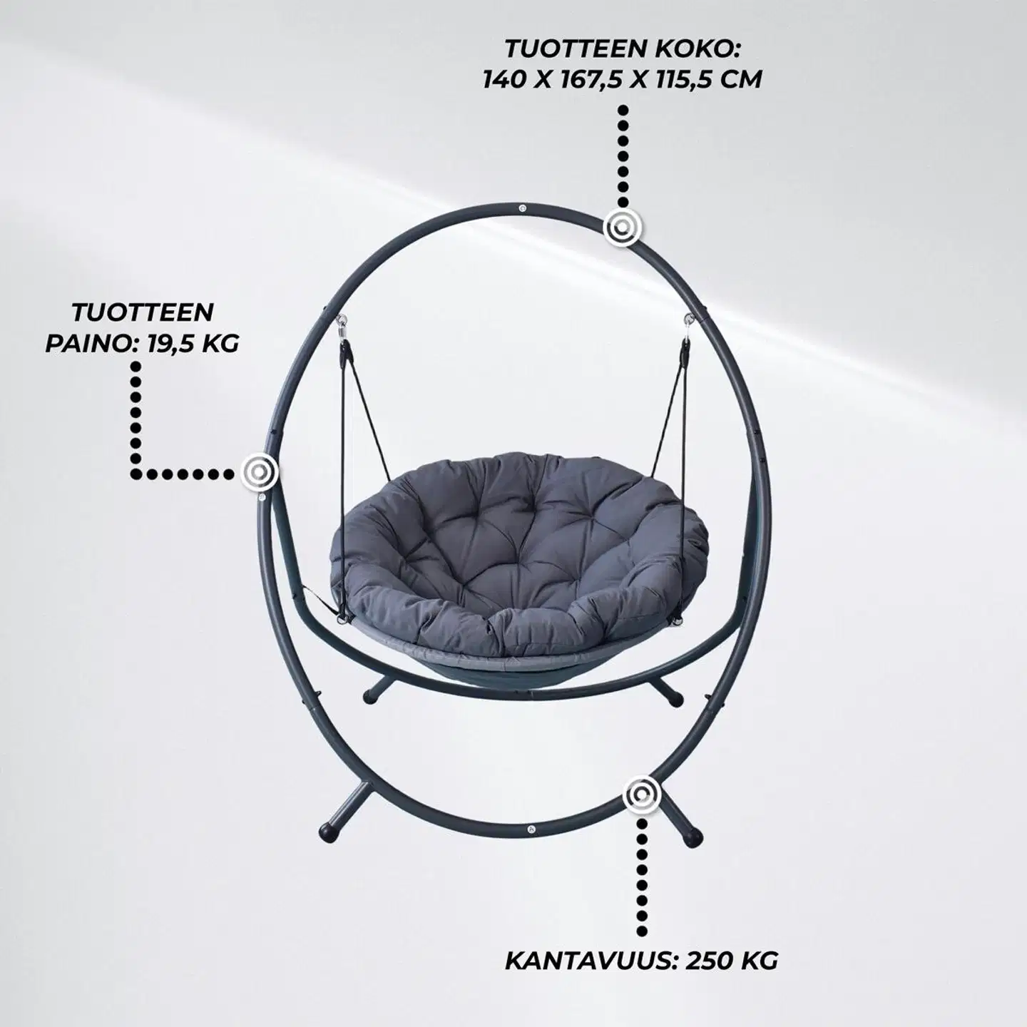 Lykke riipputuoli comfort, antrasiitti - 2