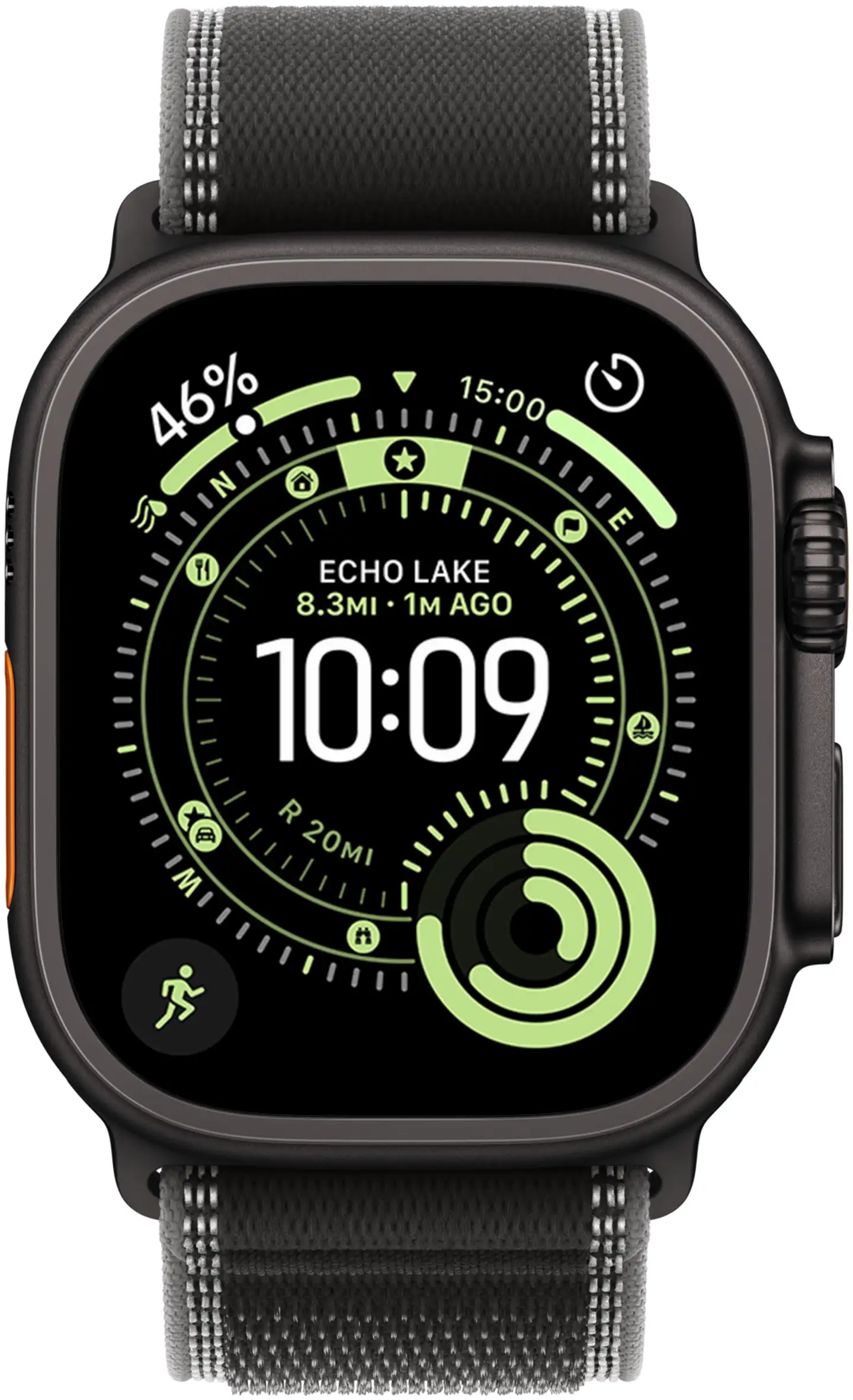 Apple Watch Ultra 3 GPS + Cellular 49mm mustatitaani kotelo, musta/harmaa Trail ranneke - S/M - MF1D4KS/A - 1
