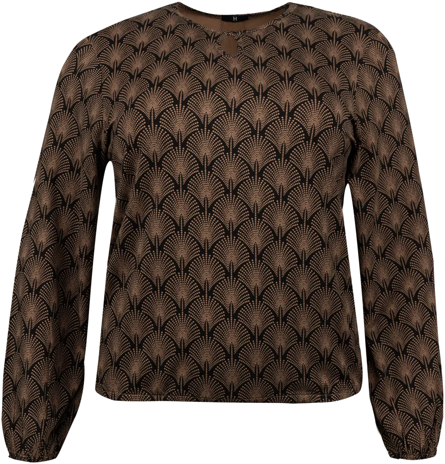 House naisten kuosillinen trikoopusero 213HP30607, D-mitoitus - Black&brown AOP - 1
