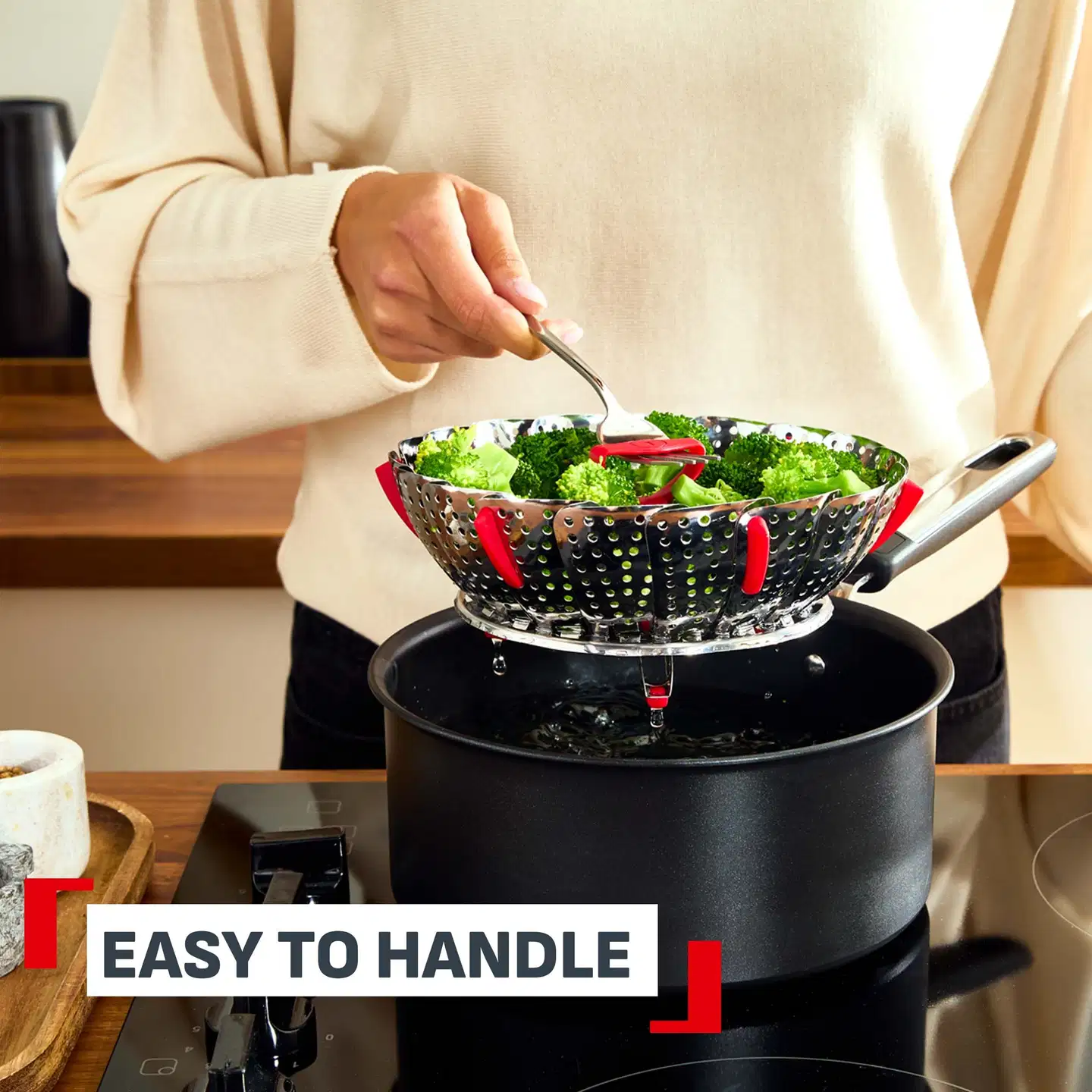 Tefal Ingenio Plus kokoontaittuva höyrytyskori ruostumatonta terästä K1993034 - 6