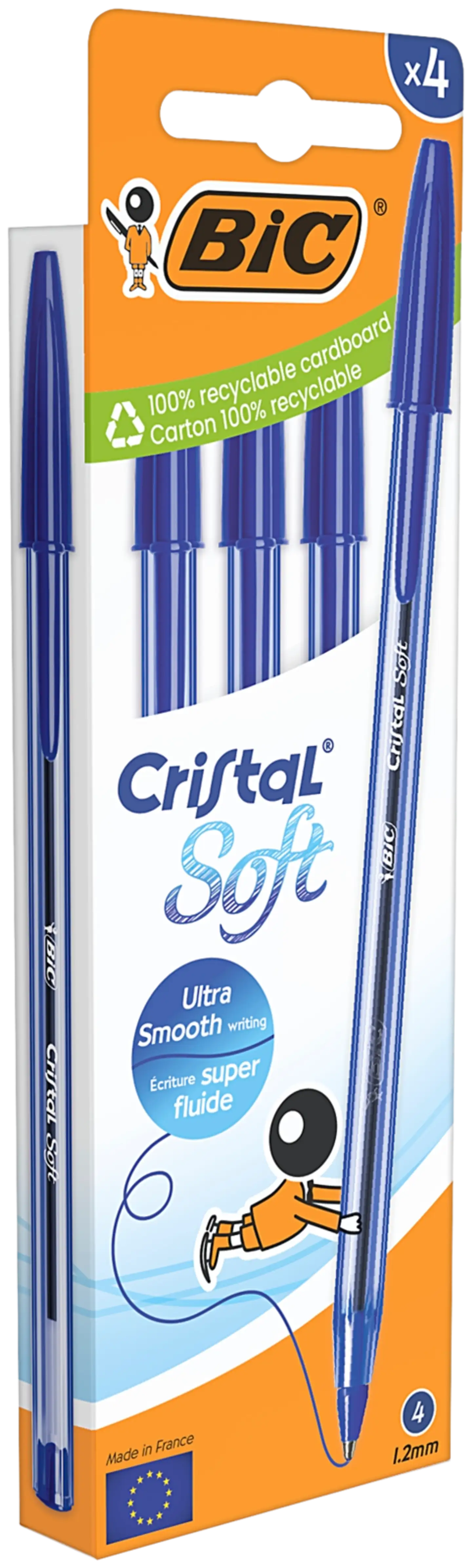 Bic kuulakynä Cristal Soft sinisellä musteella 4 kpl - 2