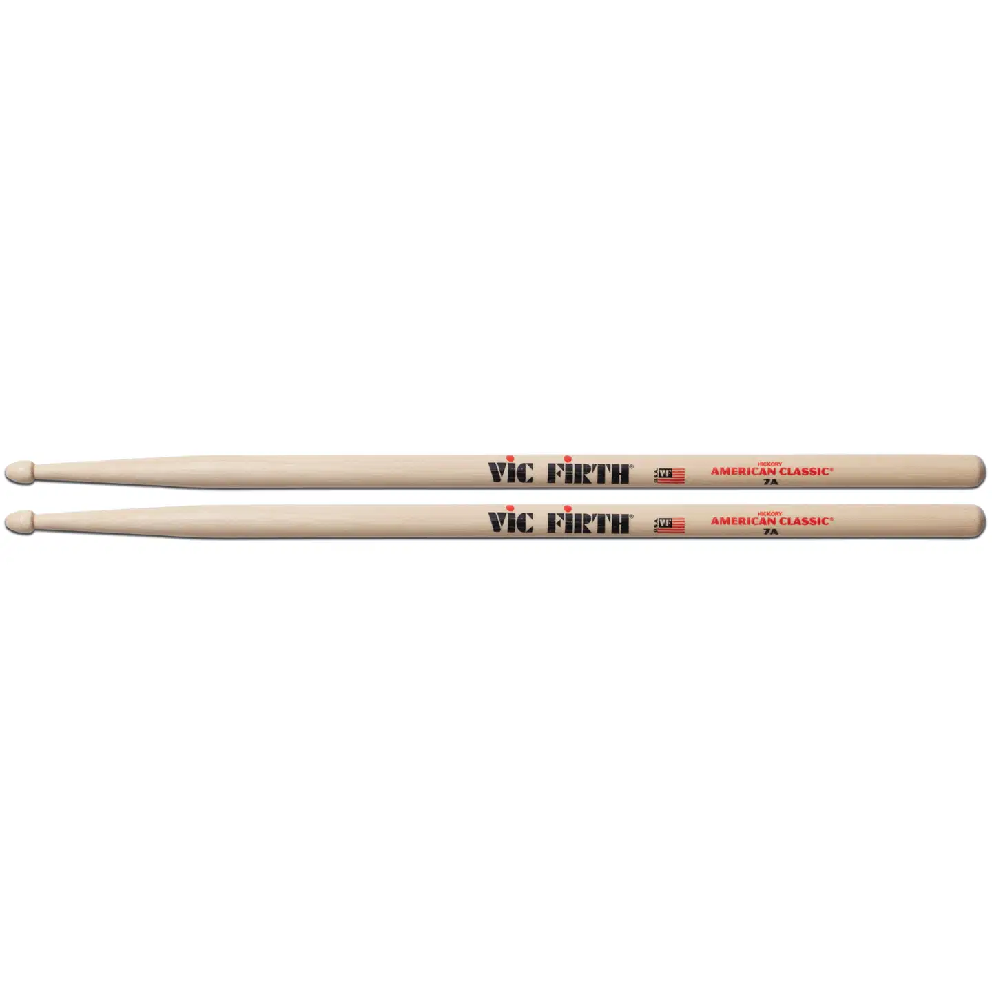 Vic Firth 7A rumpukapulat hikkoria. Pituus 39,4 cm, halkaisija 1,4 cm. - 1