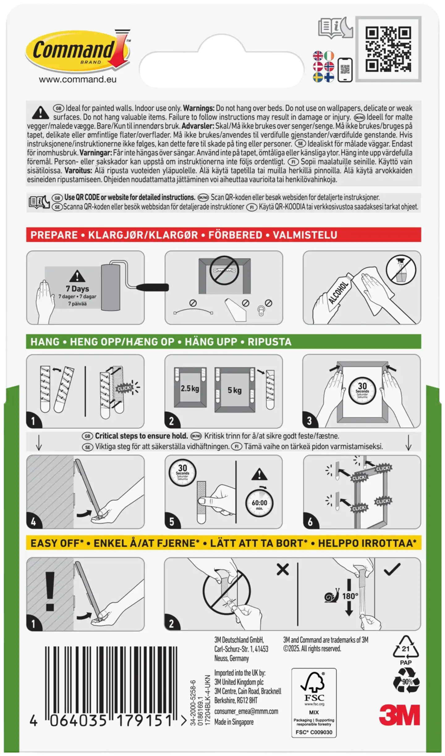 Command™-taulunkiinnityspalat 17204BLK-4-UKN, musta, keskikokoinen, 4 paria (8 palaa) - 2