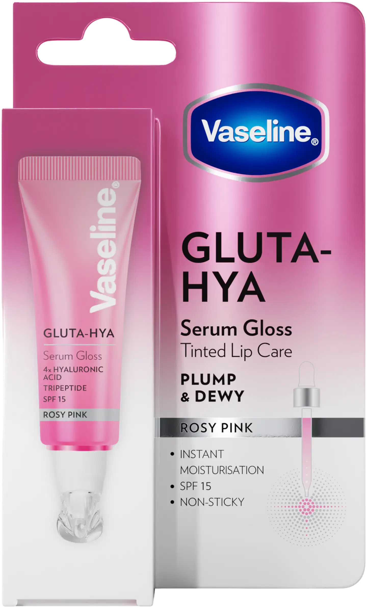 Vaseline Gluta-Hya Lip Serum Gloss Rosy Pink huuliseerumi  10 ml