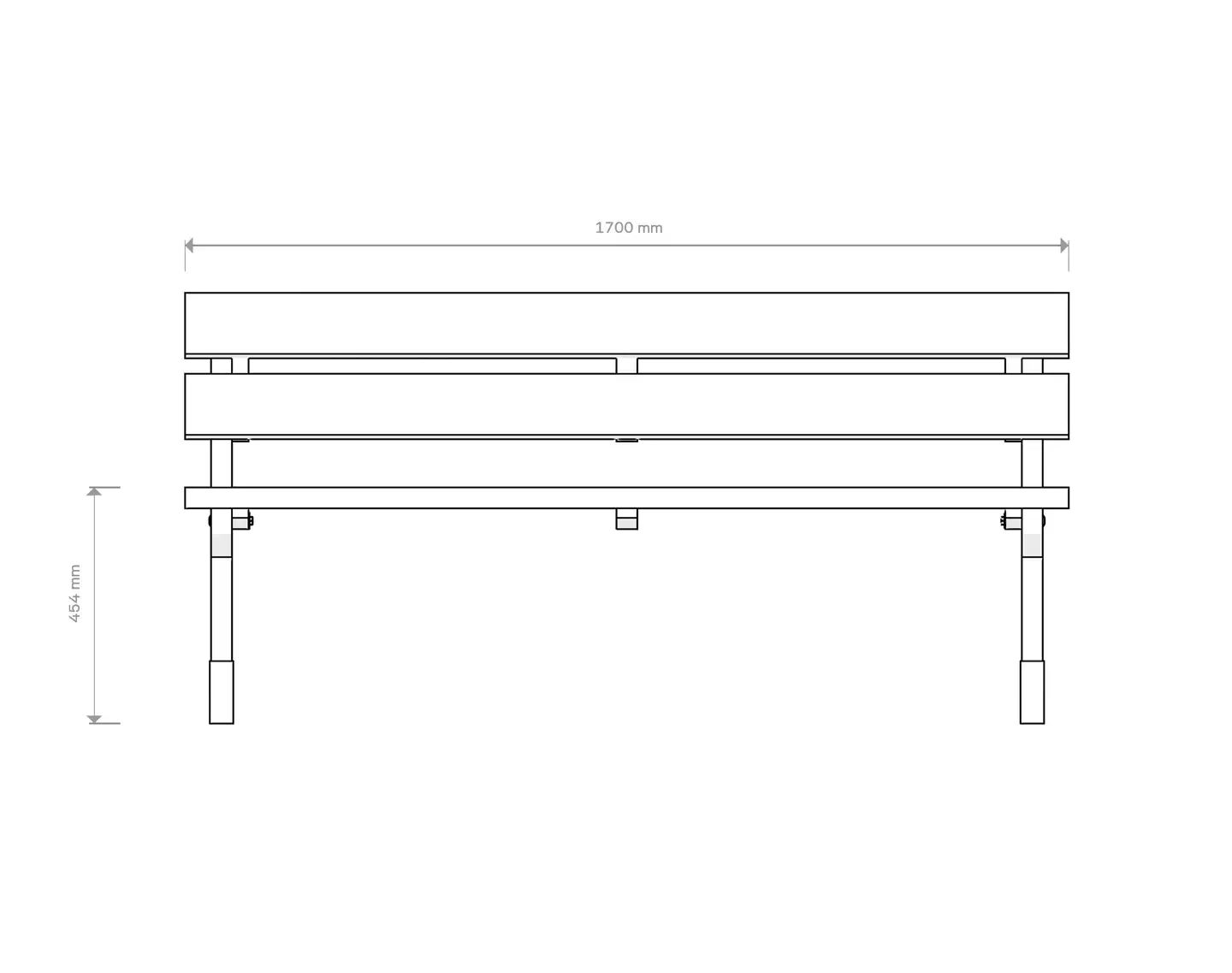 Jämäkkä penkki tumman harmaa 82x170x51 cm - 3