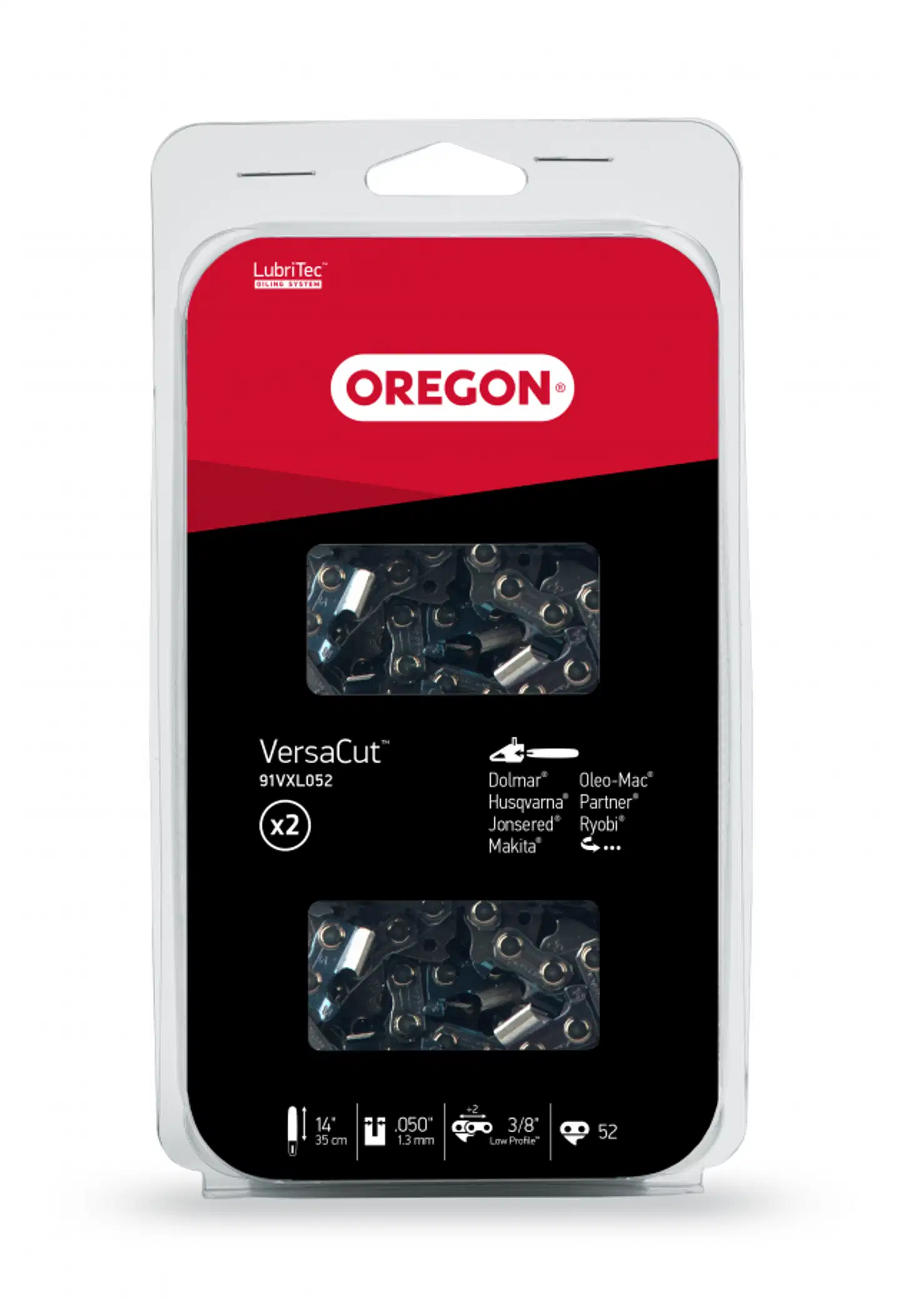 Oregon moottorisahan teräketjupaketti 2 kappaletta, 3/8”, 1,3 mm, 52 vetolenkkiä