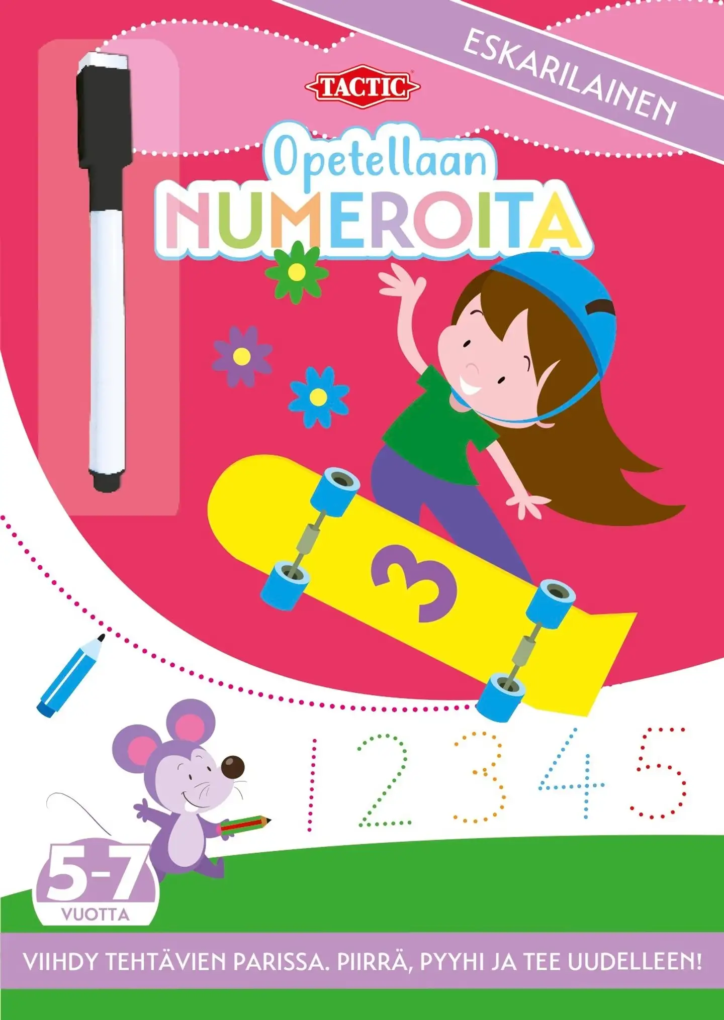 Opetellaan Numeroita pyyhittävä puuhakirja