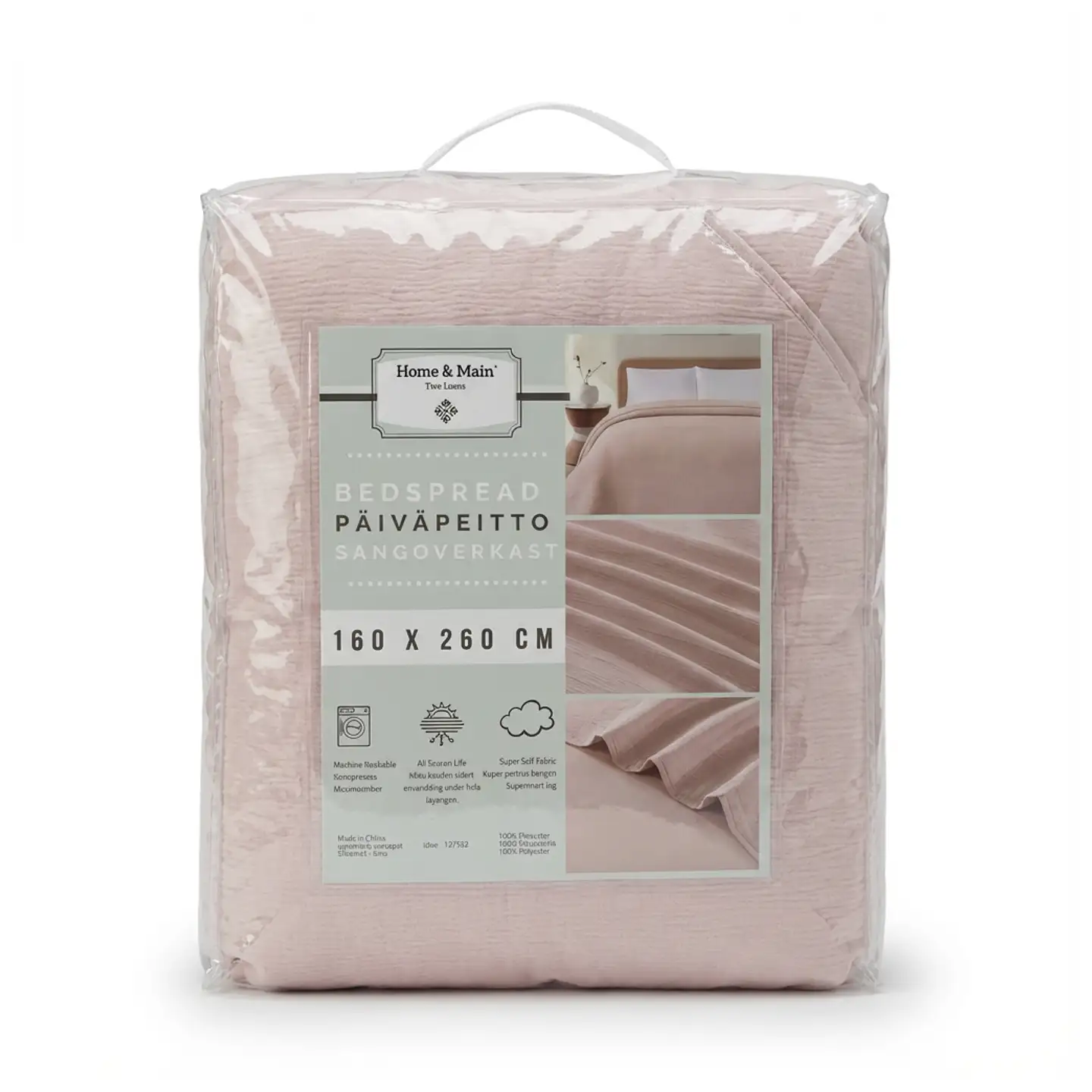 Home & Main päiväpeitto Gauze 160x260 cm vaalea beige - 1