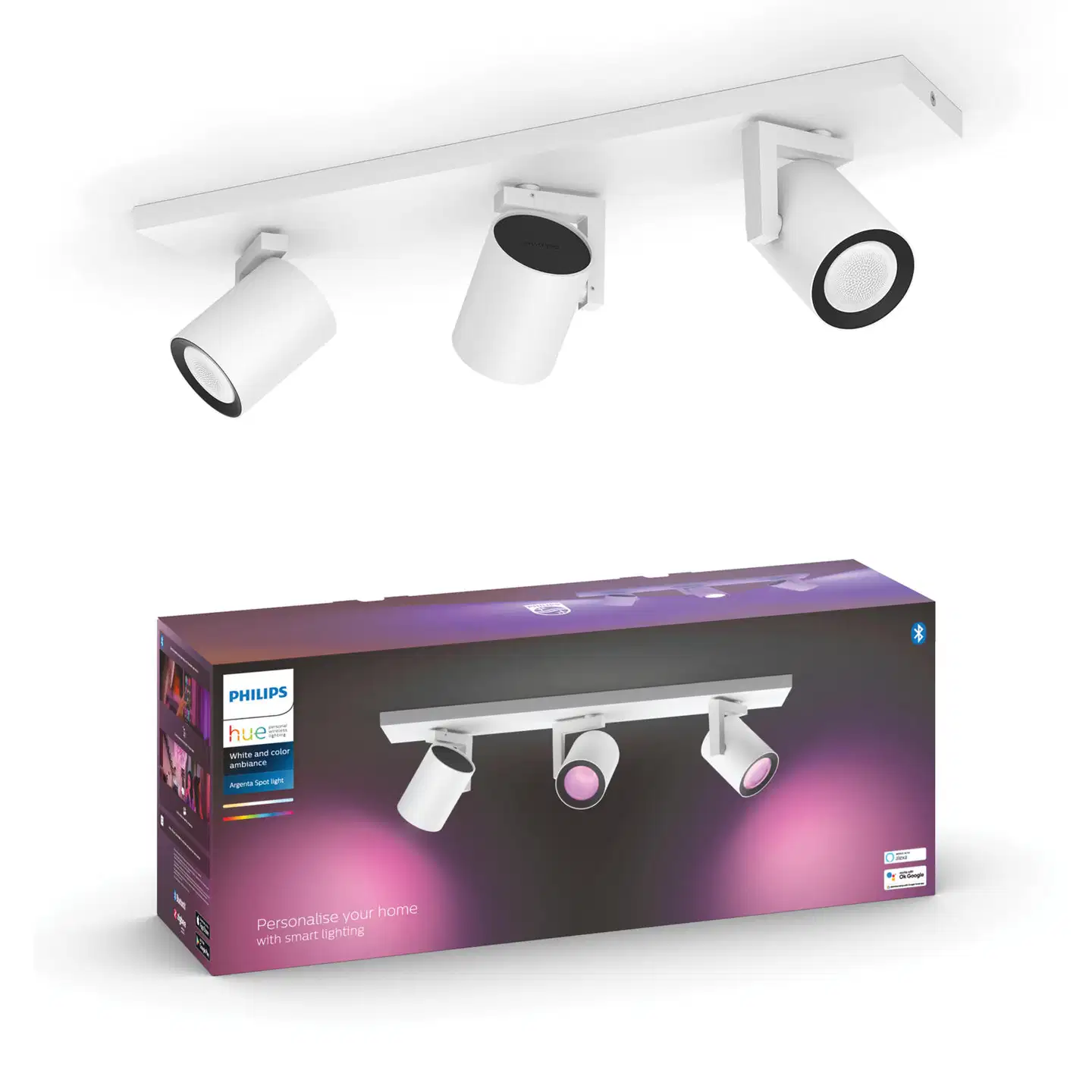 Philips Hue Argenta -kohdevalaisin kolmella spotilla 4.2W 2000-6500K 1200LM valkoinen - 3