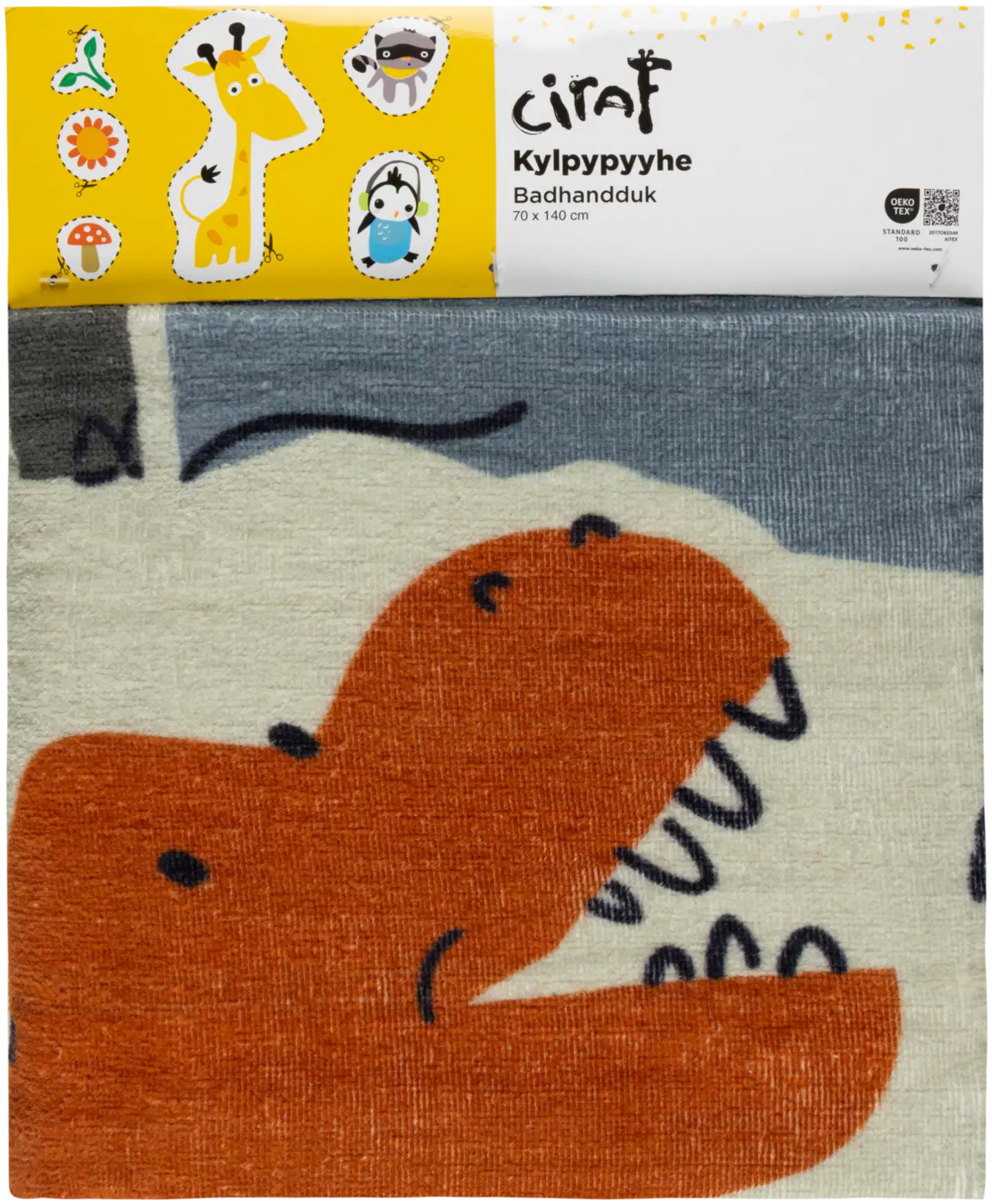 Ciraf lasten kylpypyyhe Dinosaur 70x140 cm - 4
