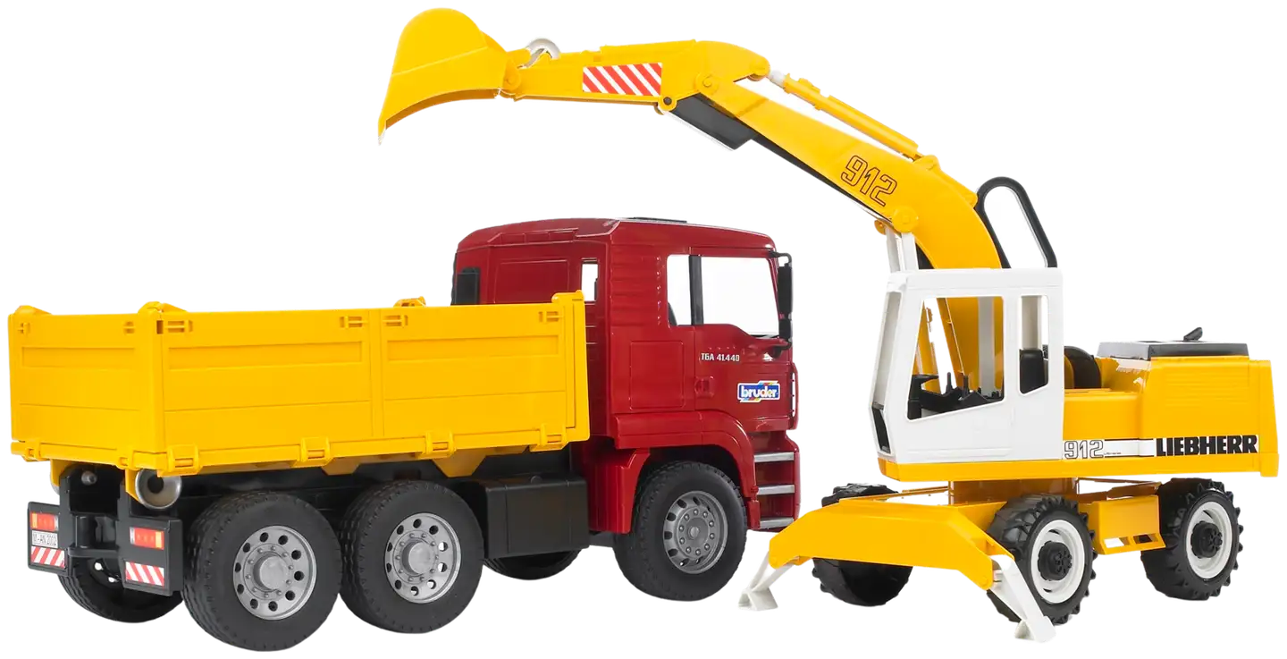 Bruder MAN TGA kuorma-auto ja Liebherr kaivinkone - 1