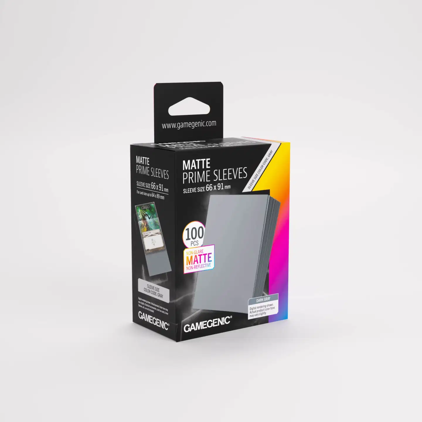 Gamegenic Matte Prime -korttisuojat 66 × 91 mm, tummanharmaa - 1