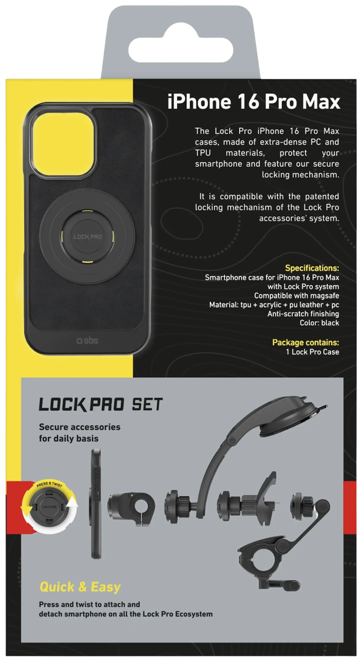 SBS Lock Pro suojakuori kiinnityssysteemillä iPhone 16 Pro Max - 3