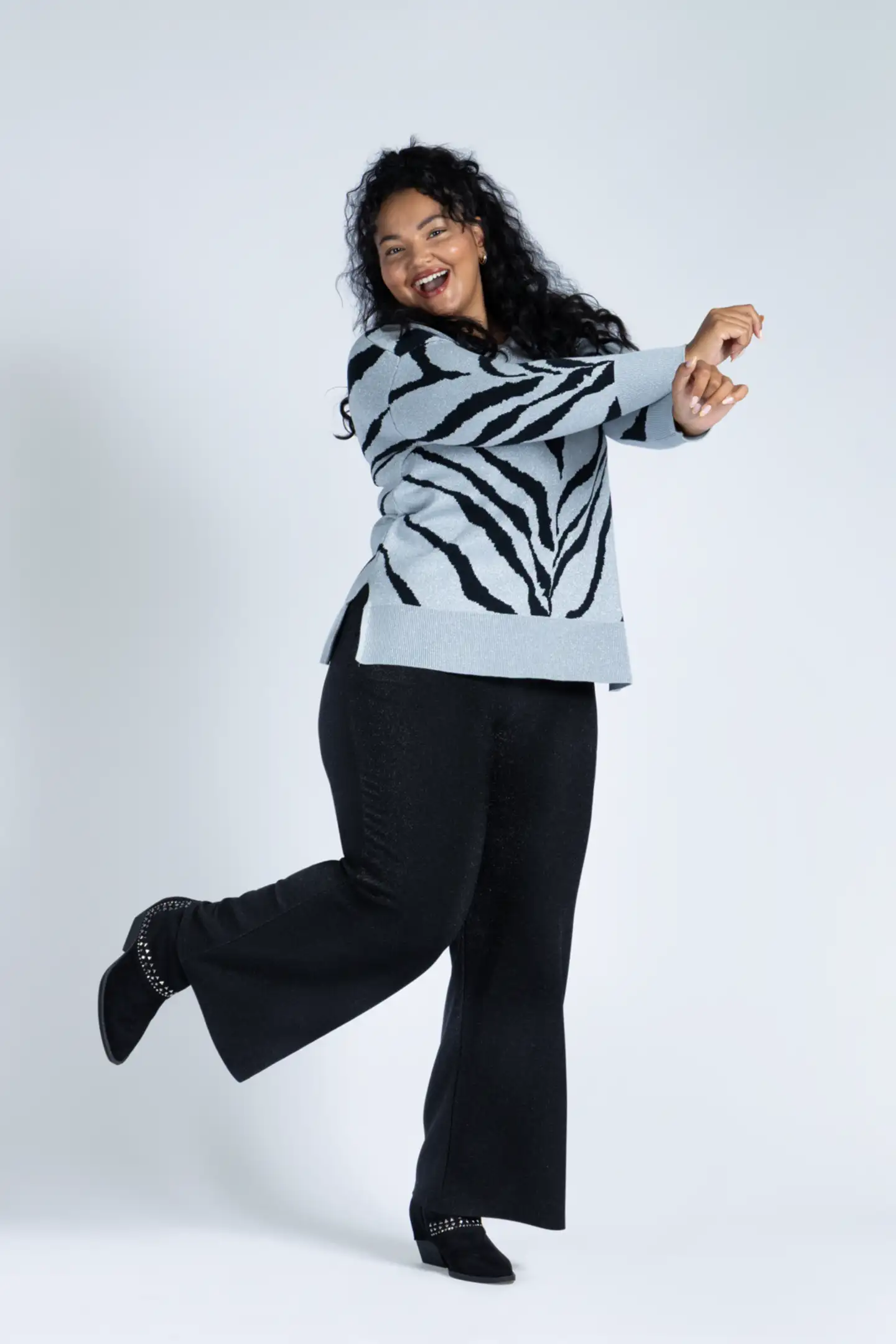 House naisten neulepusero intarsia 213HP34620, D-mitoitus - Grey intarsia - 4