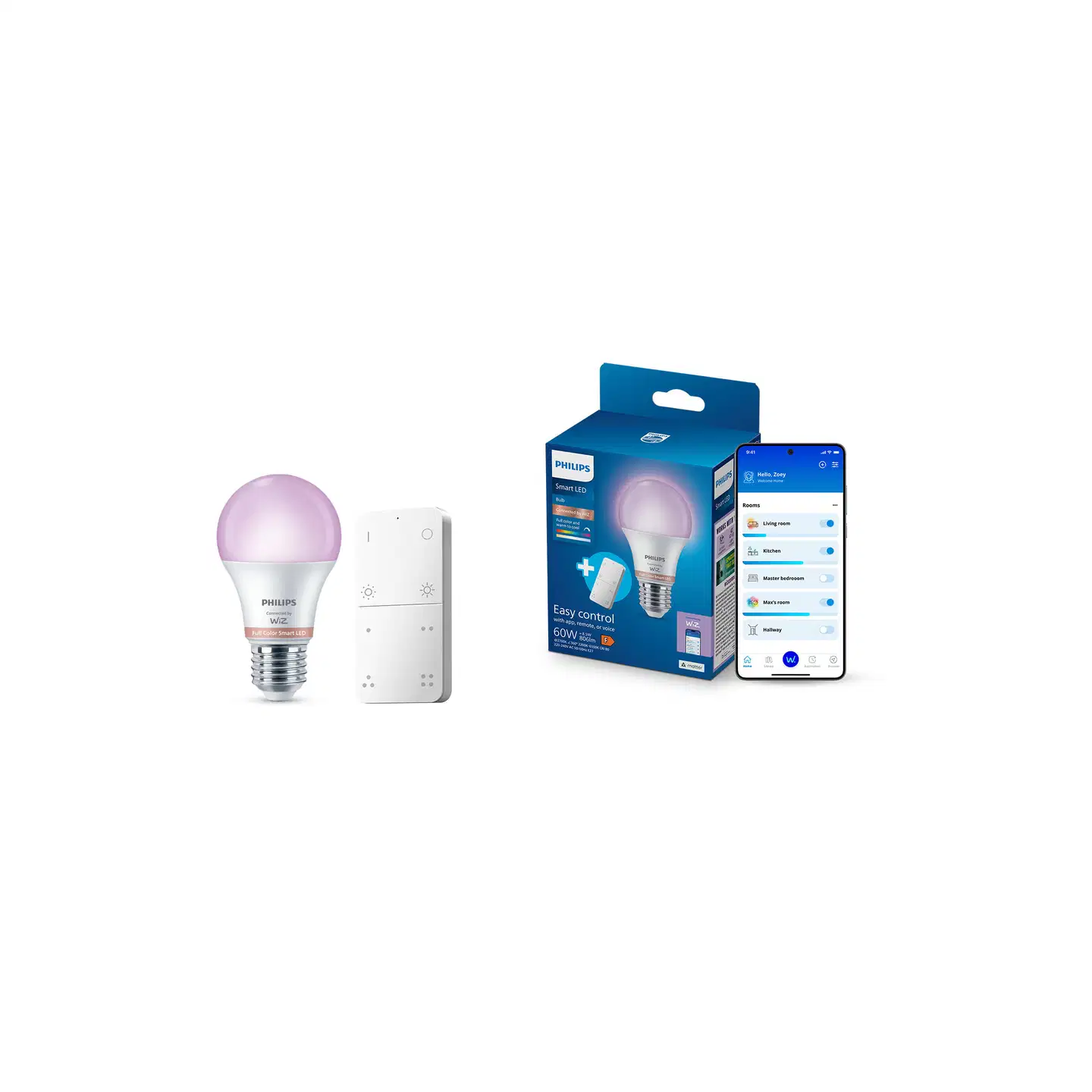 Philips Smart Lighting aloitupakkaus A60 E27 8.5W RGB kaukosäätimellä - 2