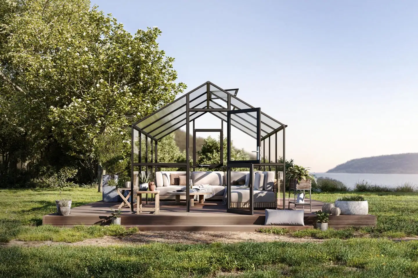 Kreative Gartentechnik kasvihuone Ortasia IV 12,74 m2 antrasiitinharmaa lasi - 7