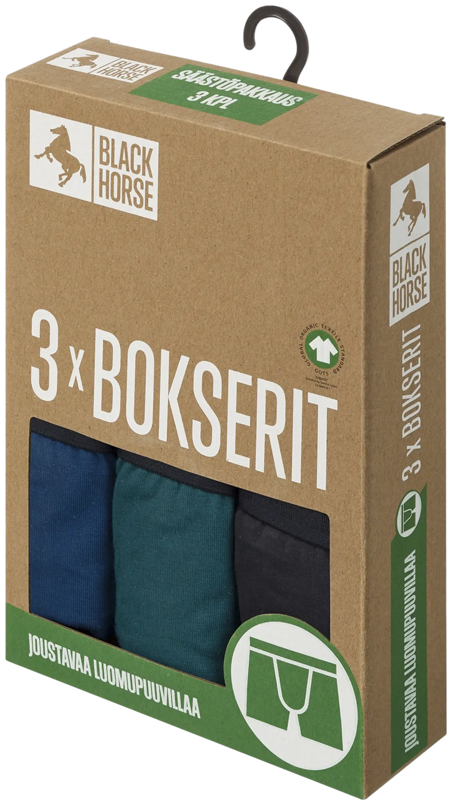 Black Horse miesten bokserit 3-pack I125 - Petrol blue - 2