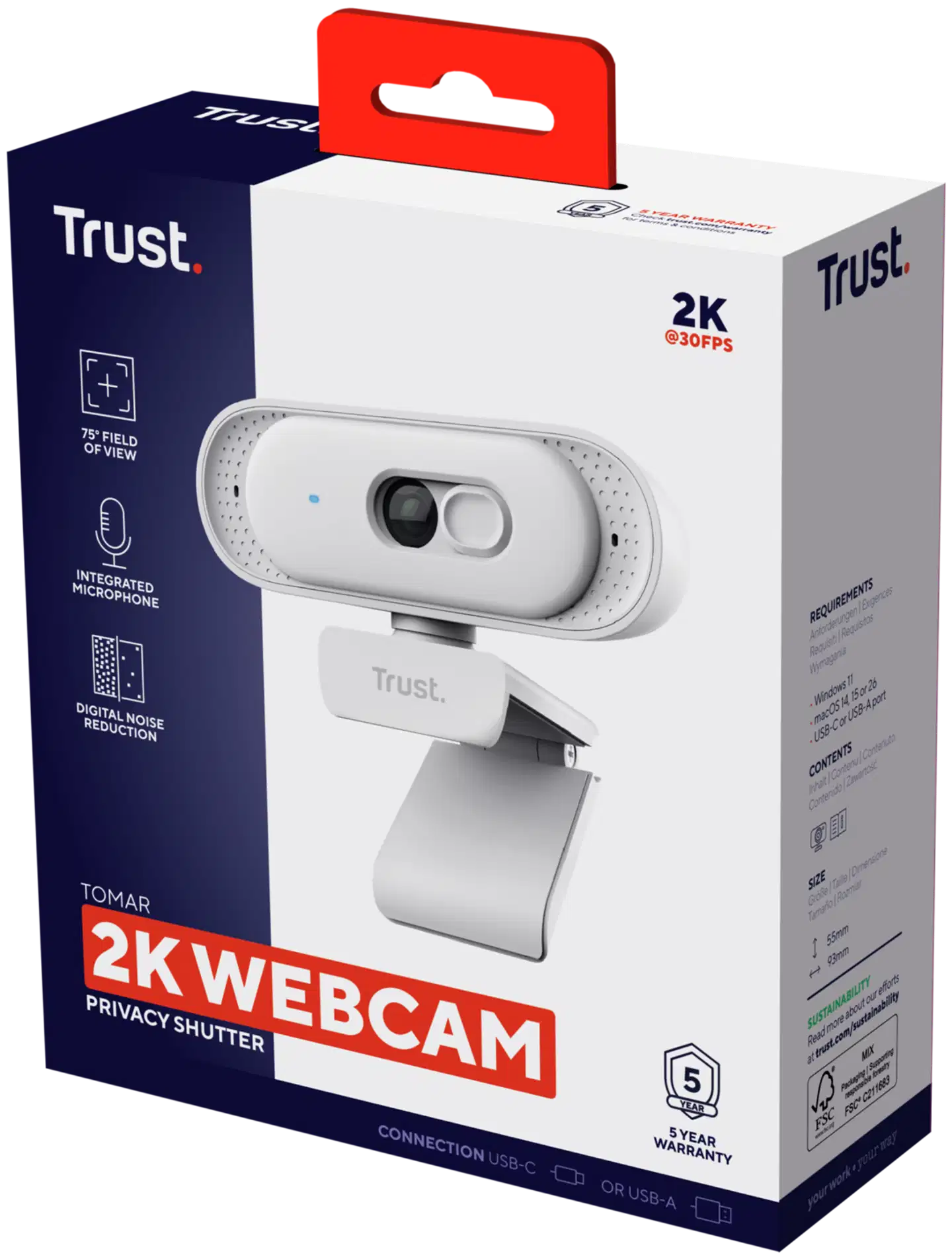 Trust Tomar 2K QHD Webkamera valkoinen - 7