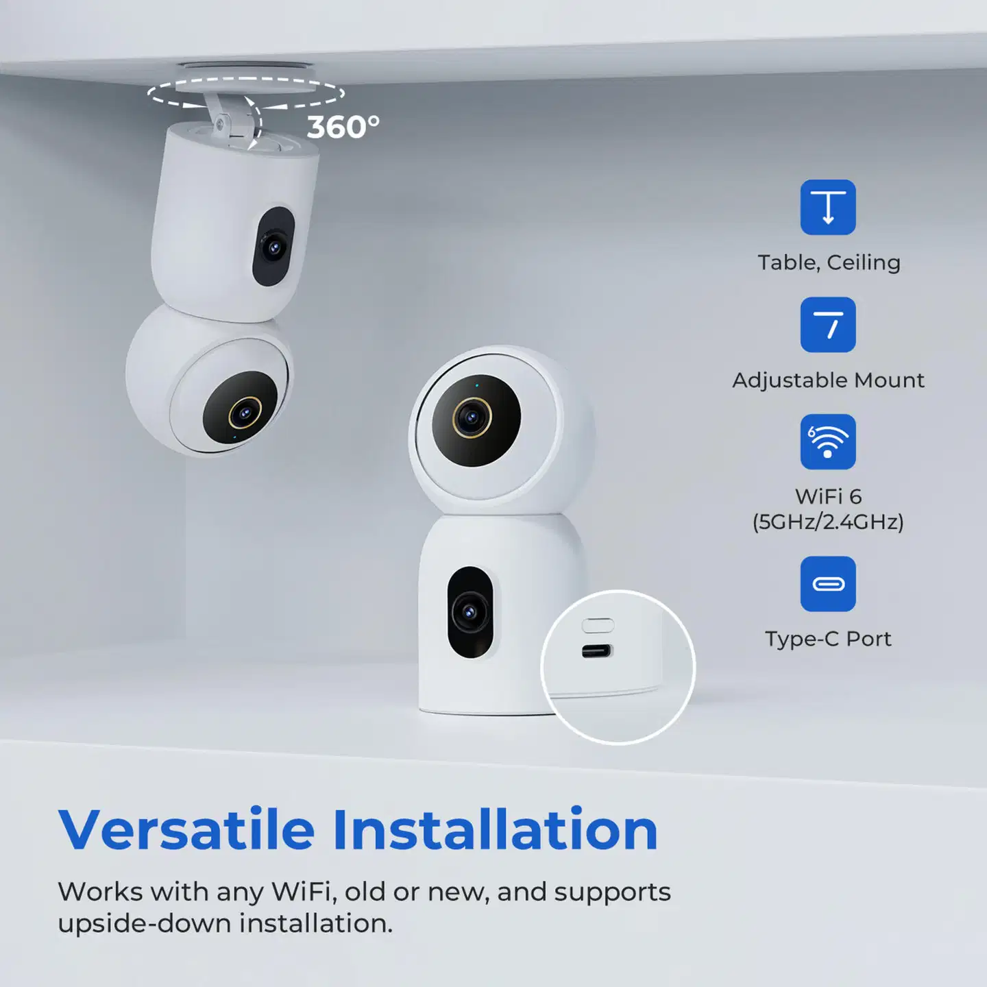 Imilab C30 Dual 3K+3K WiFi -valvontakamera kahdella objektiivilla sisäkäyttöön CMSXJ111A - 9