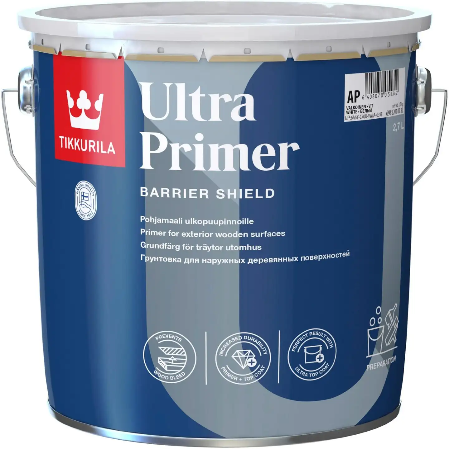 Tikkurila Ultra Primer pohja- ja välimaali ulkopuupinnolle 2,7l C vain sävytykseen himmeä