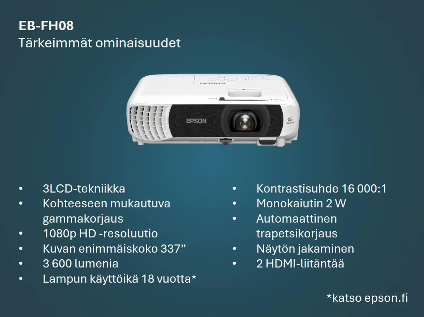 Epson Full HD -lamppuprojektori EB-FH08 - 8